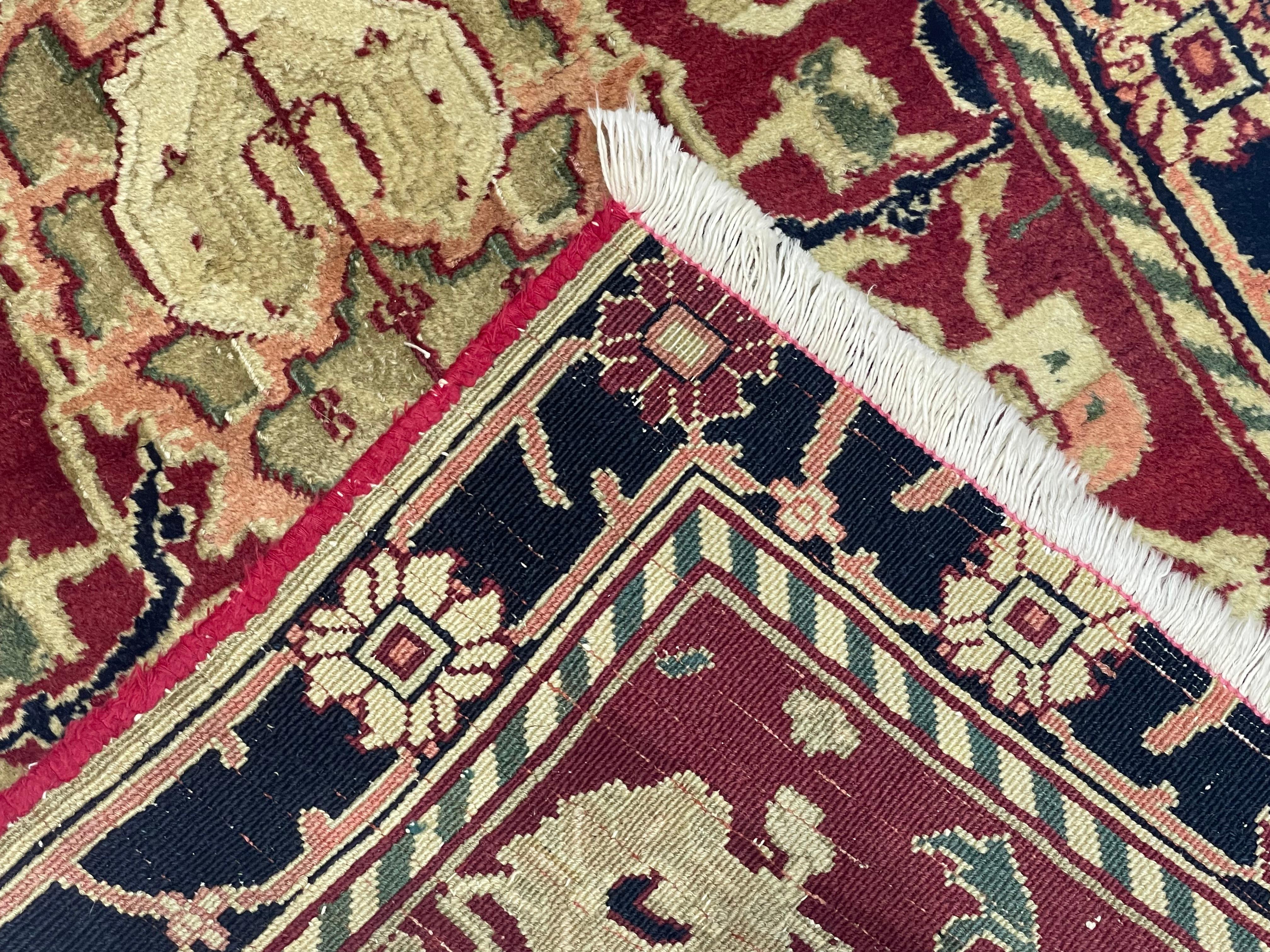 Fine Vintage Indian Agra Short Wool Runner 2'0