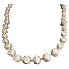 Vintage Vintage Indian Geometric Faceted silver beaded necklace Asian Jewels