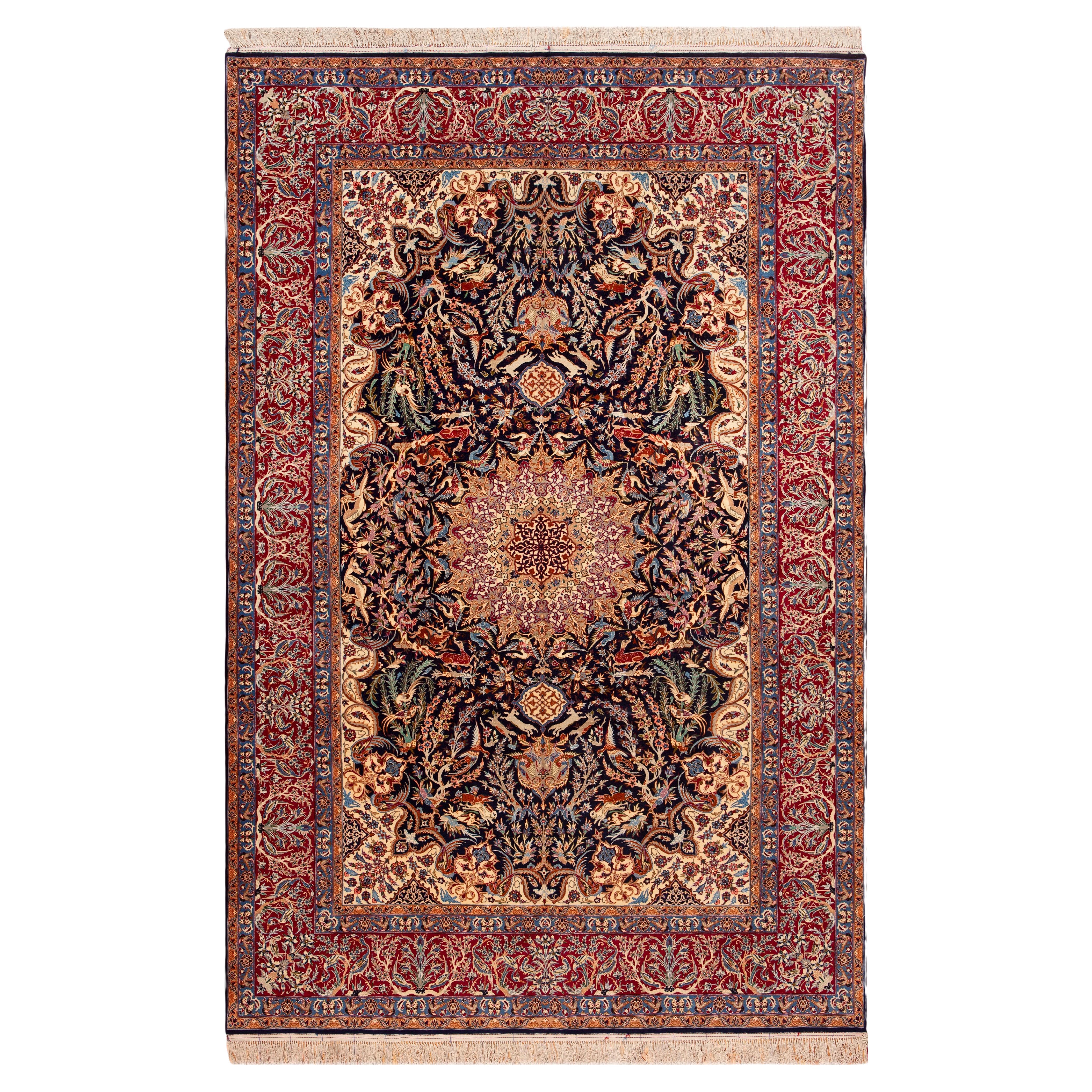 Nazmiyal Collection Fine Vintage Isfahan Persian Silk & Wool Rug 7' x 10'6"