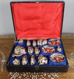 Fine Vintage Japanese Satsuma Cased Moriage Dragonware Tea Set