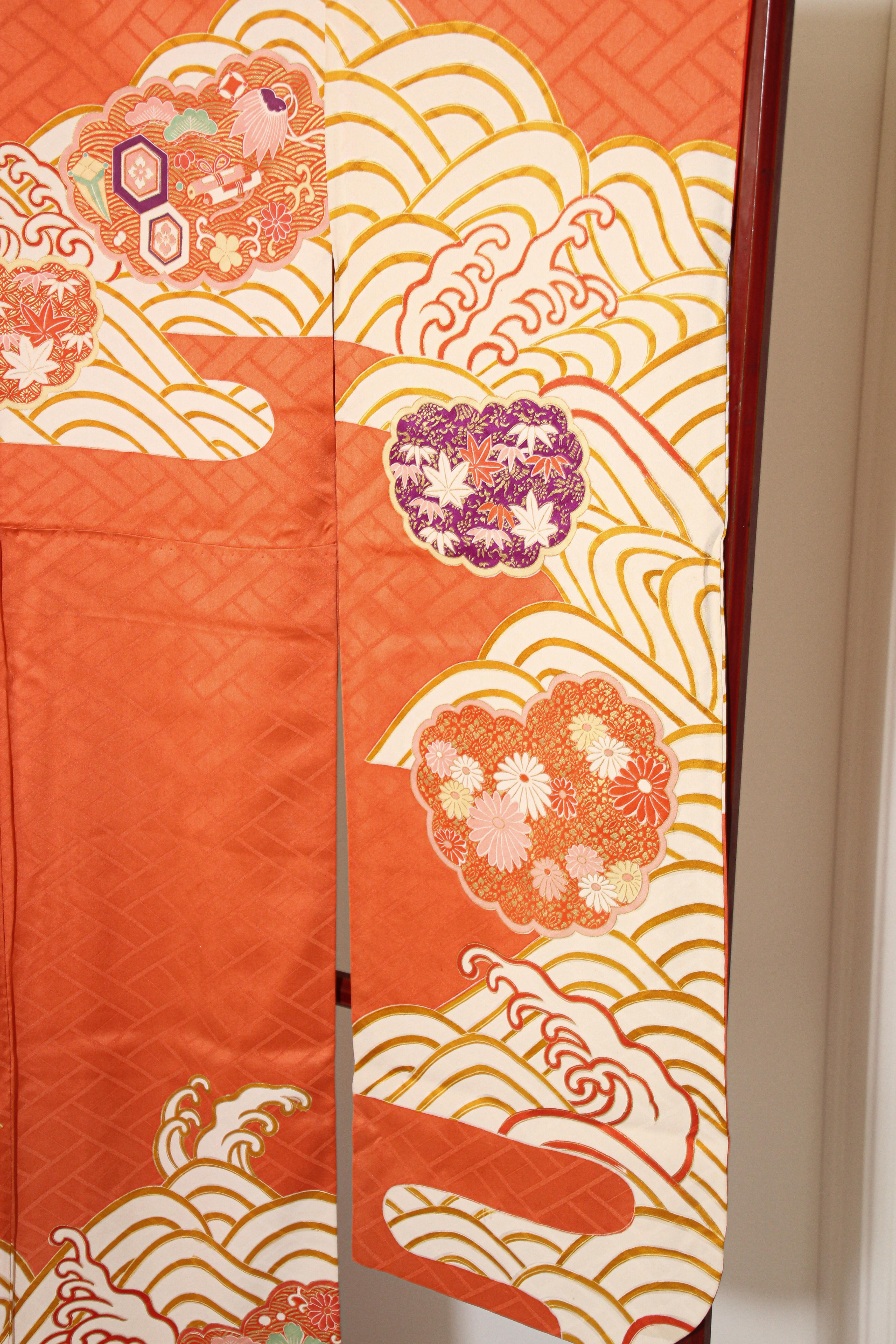 Vintage Japanese Kimono Silk Furisode  1
