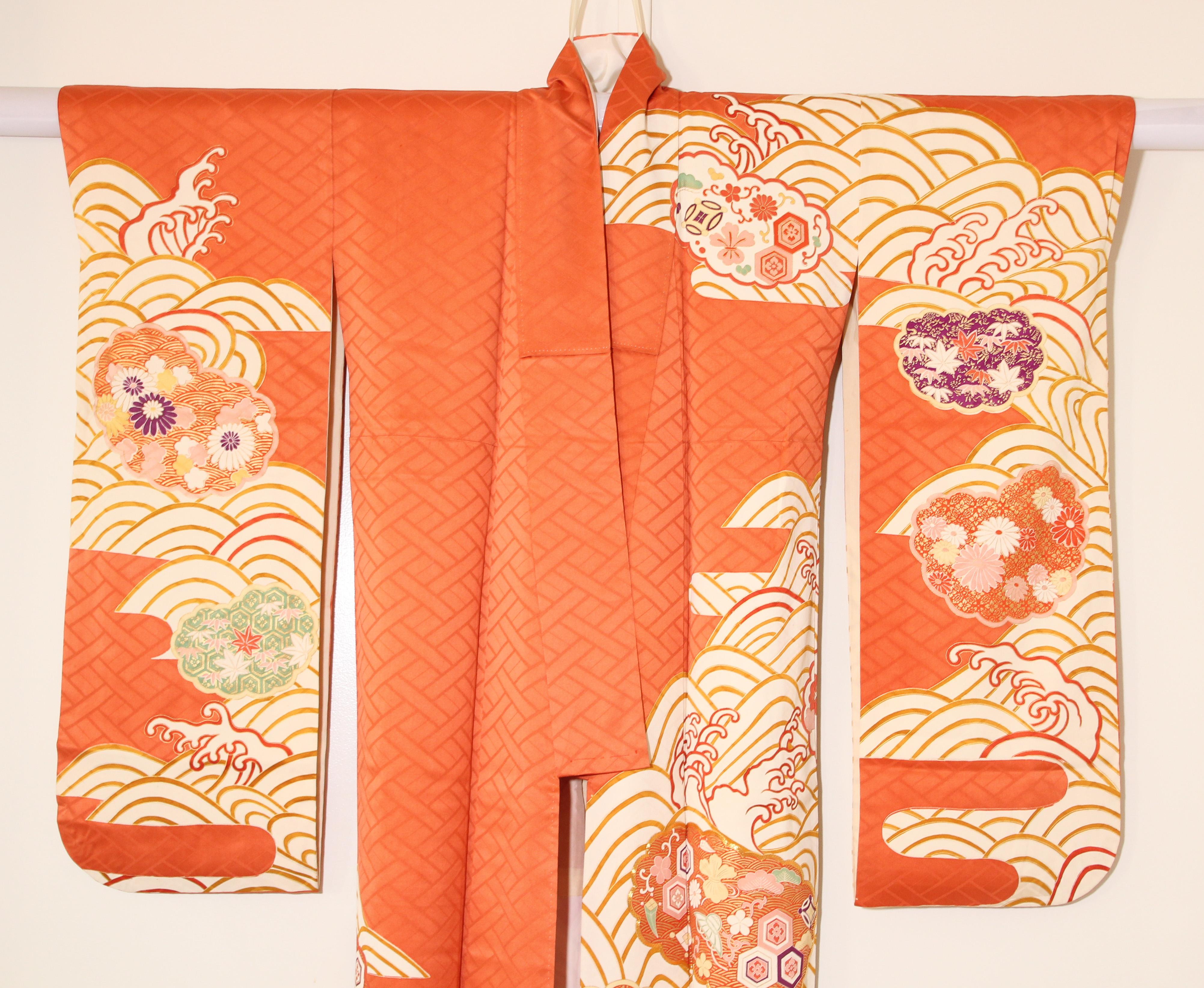 Vintage Japanese Kimono Silk Furisode  6