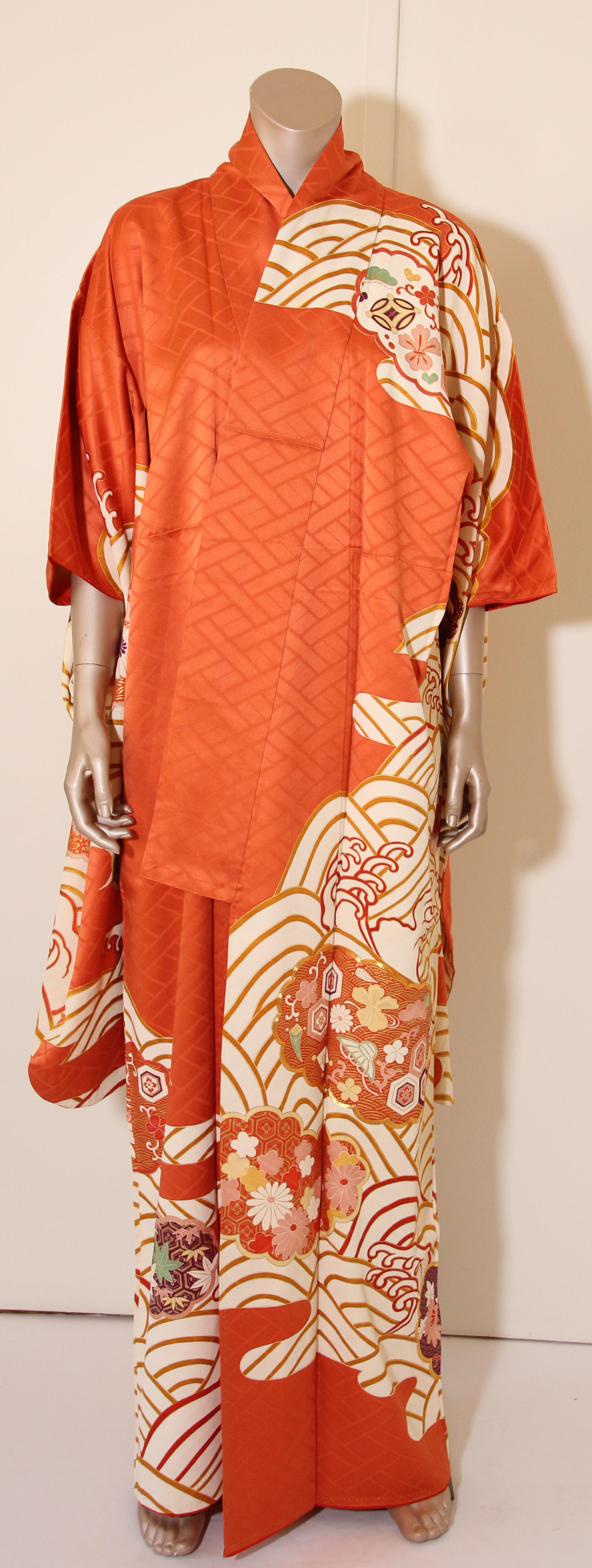 Japonisme Vintage Japanese Kimono Silk Furisode 