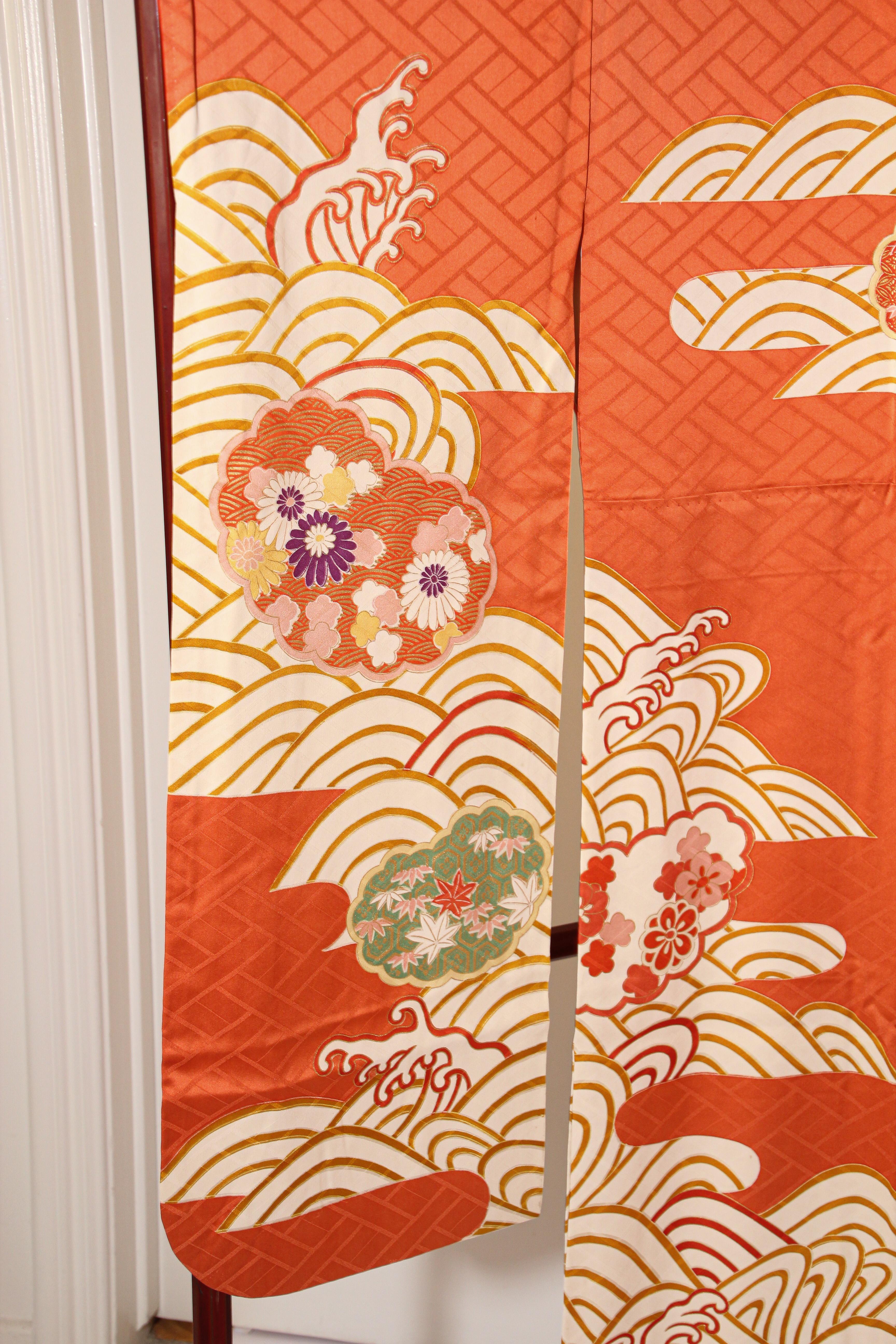 20th Century Vintage Japanese Kimono Silk Furisode 