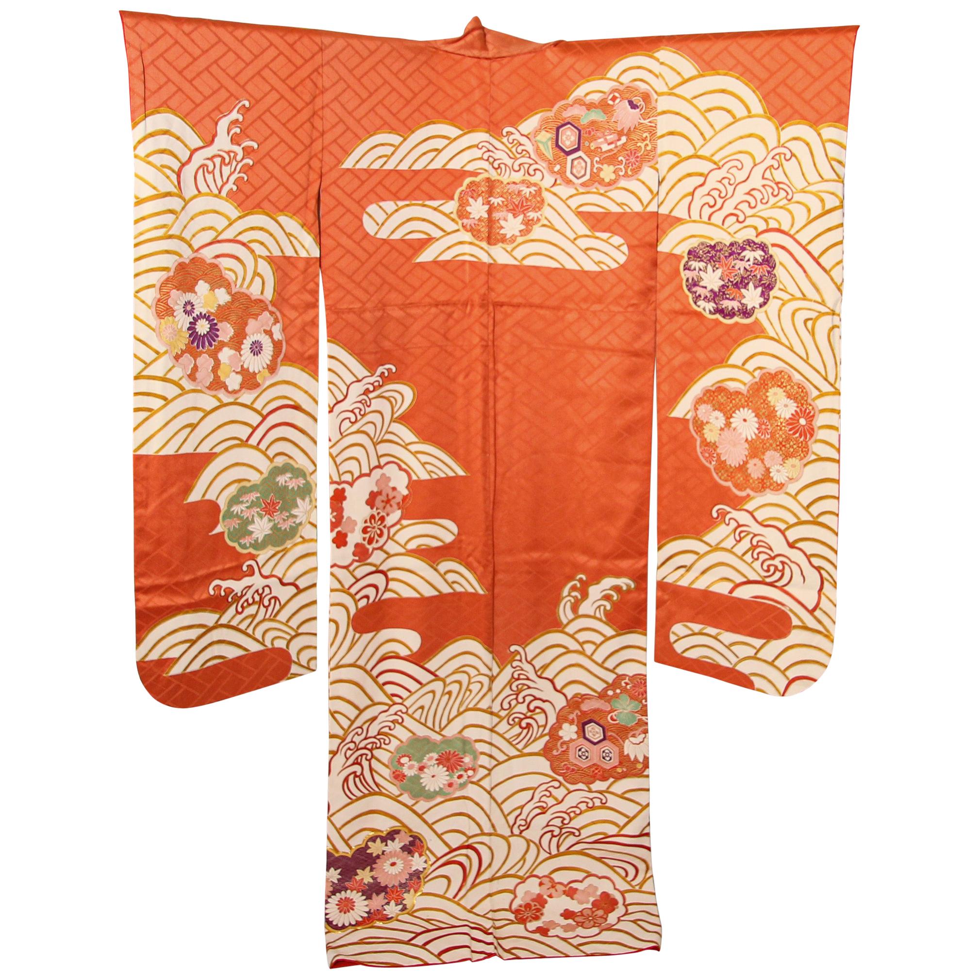 Fine Vintage Japanese Silk Furisode Kimono