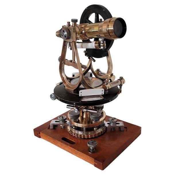 Inclination Survey Instruments Clock Fine Vintage Japanese Surveyor's Transit Theodolite by Fuji Surveying ...