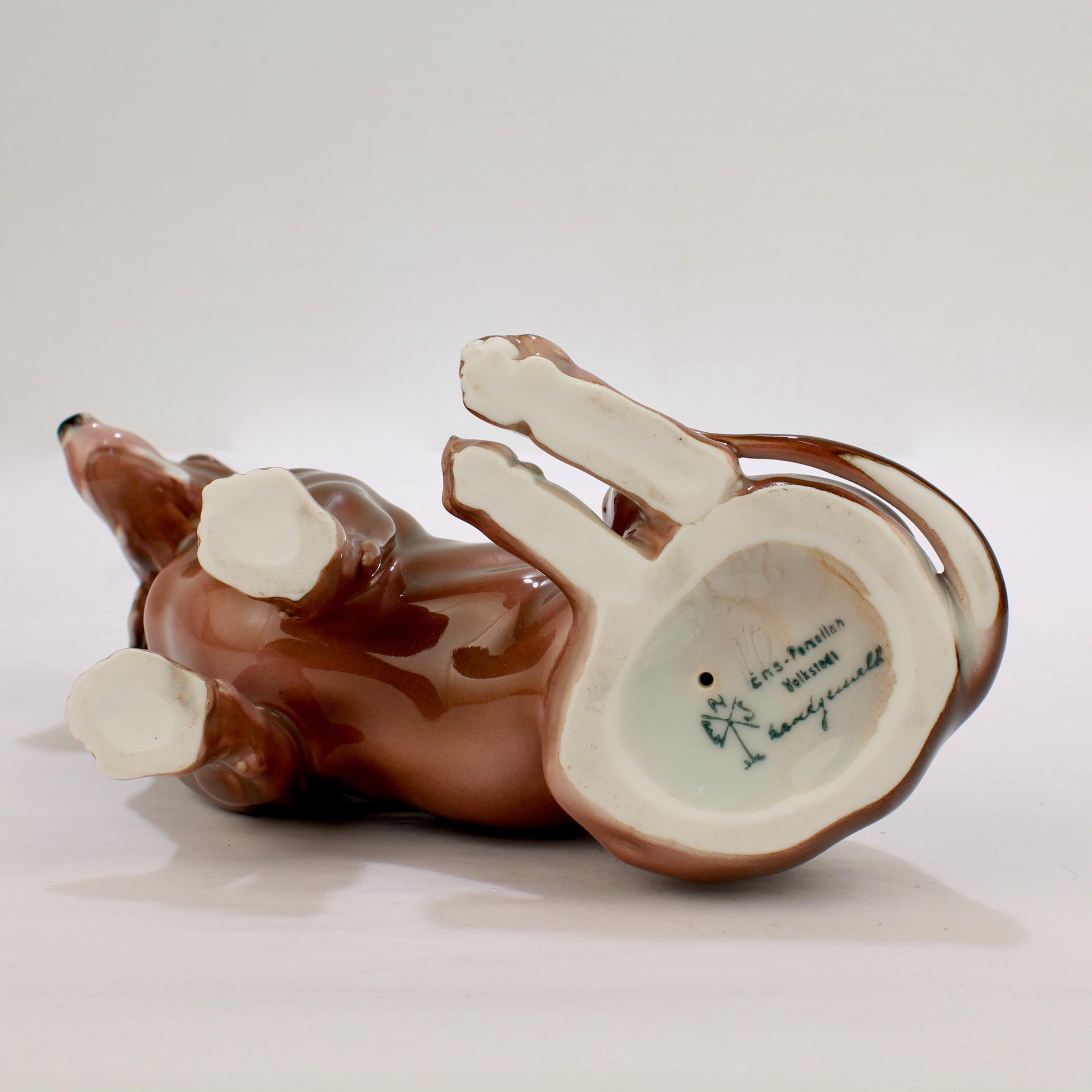 Fine Vintage Karl Ens Porcelain Sitting Dachshund Dog Figurine 2