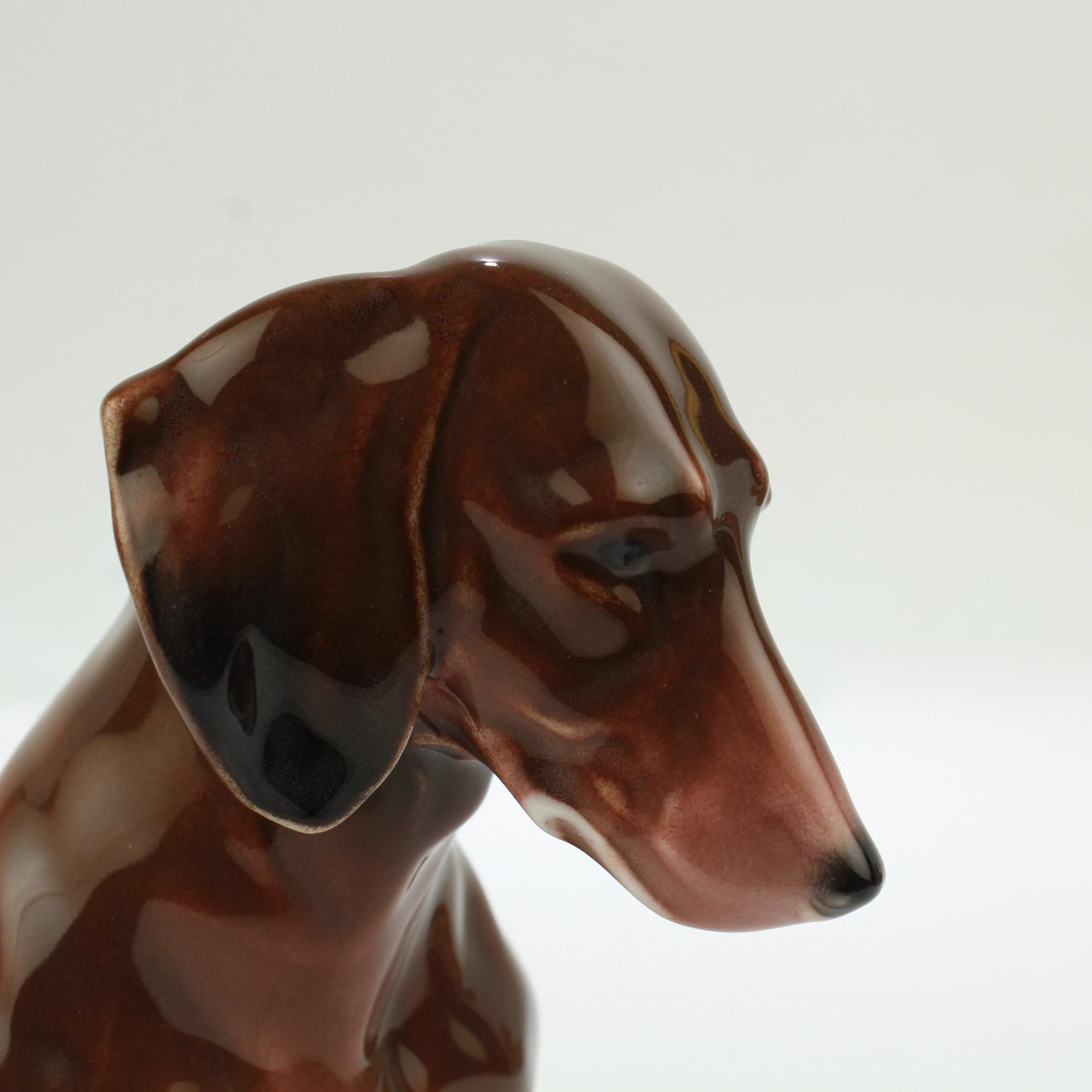 20th Century Fine Vintage Karl Ens Porcelain Sitting Dachshund Dog Figurine