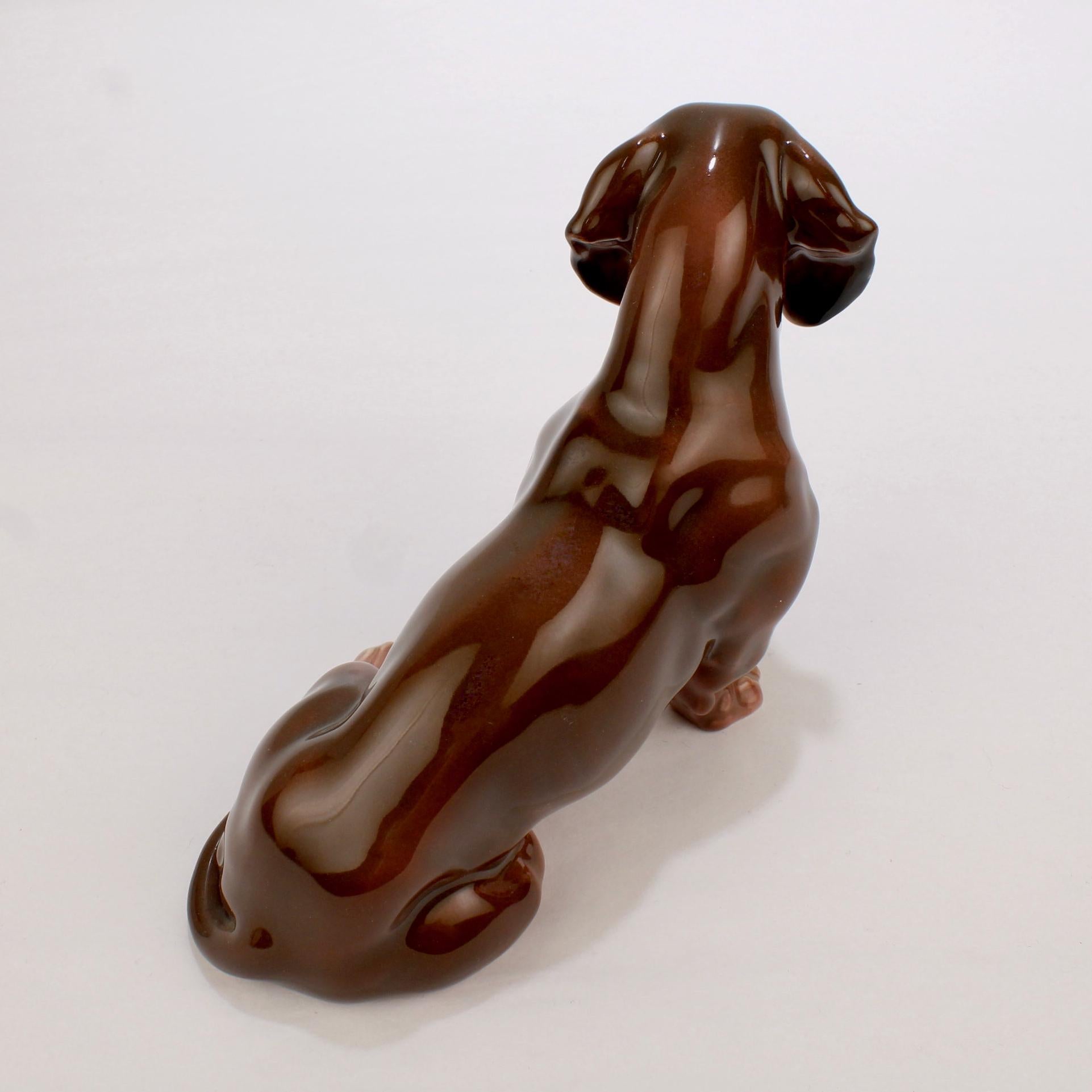 Fine Vintage Karl Ens Porcelain Sitting Dachshund Dog Figurine 1