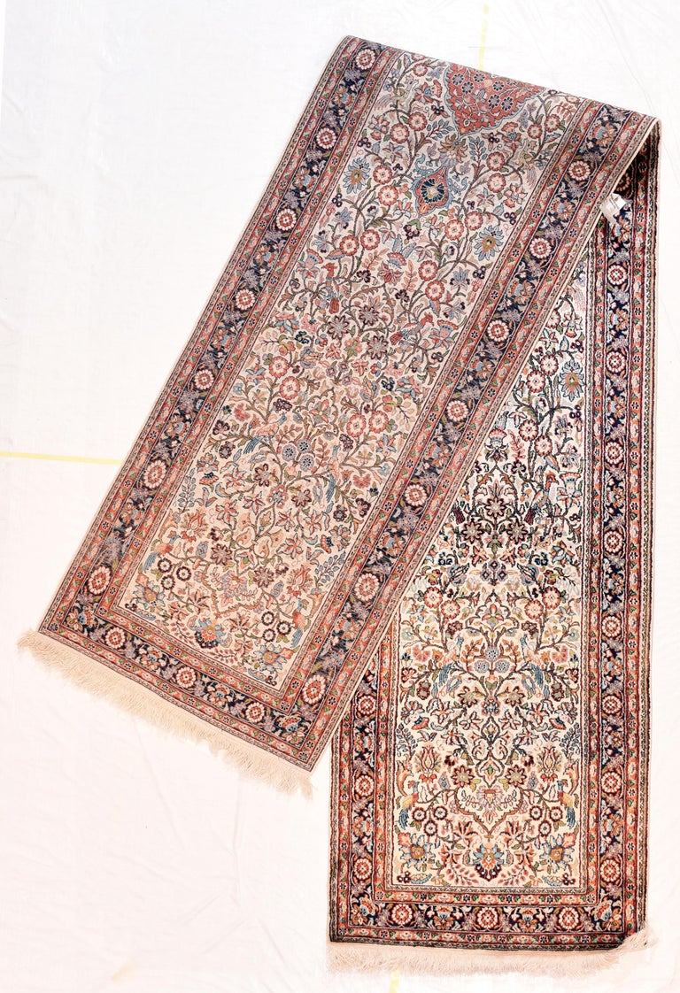 Fine Vintage Kashmiri Indian Runner Rug, Hand Knotted, circa 1970s at