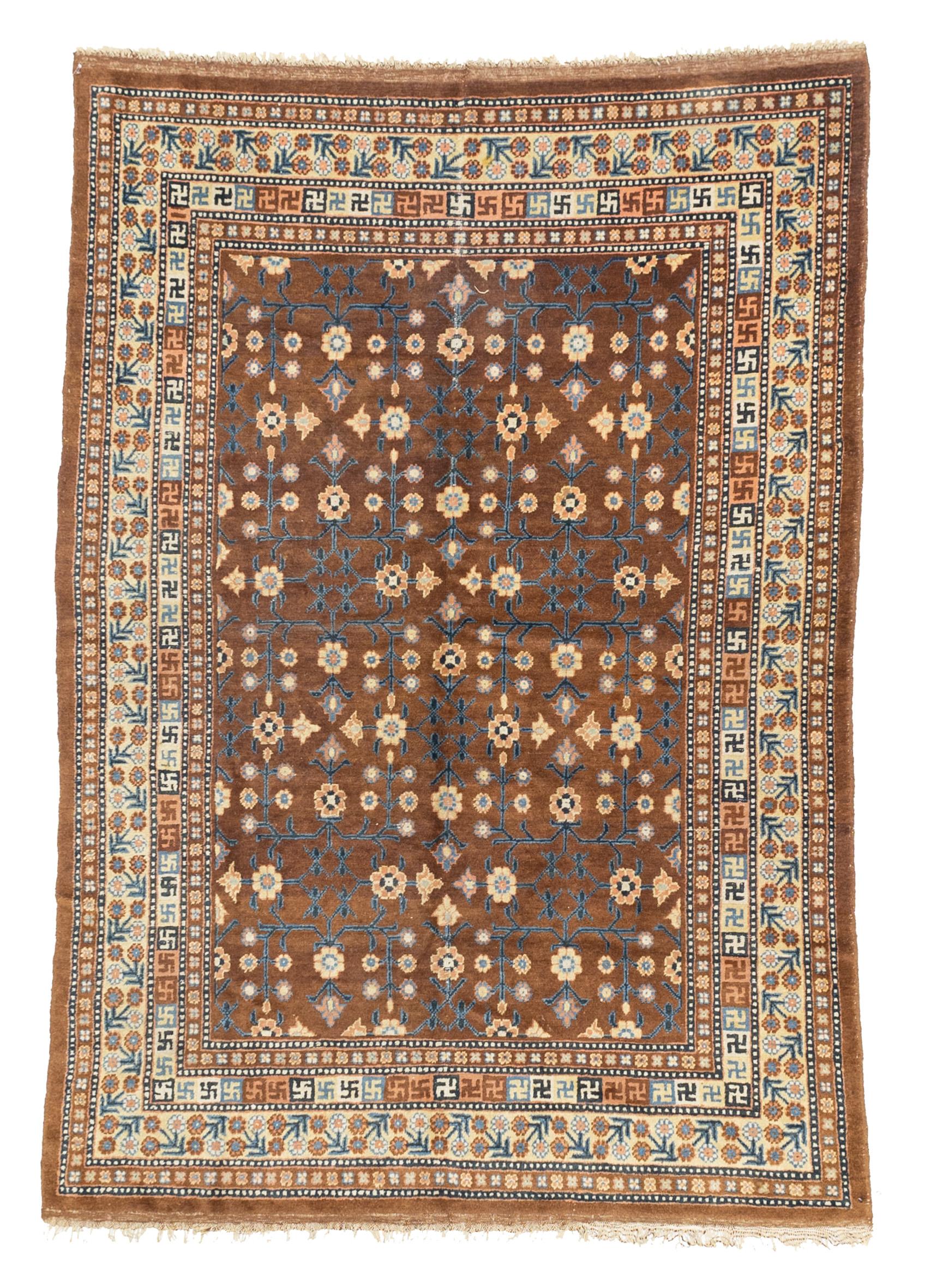 Cinese Tappeto vintage in lana Khotan 6'6