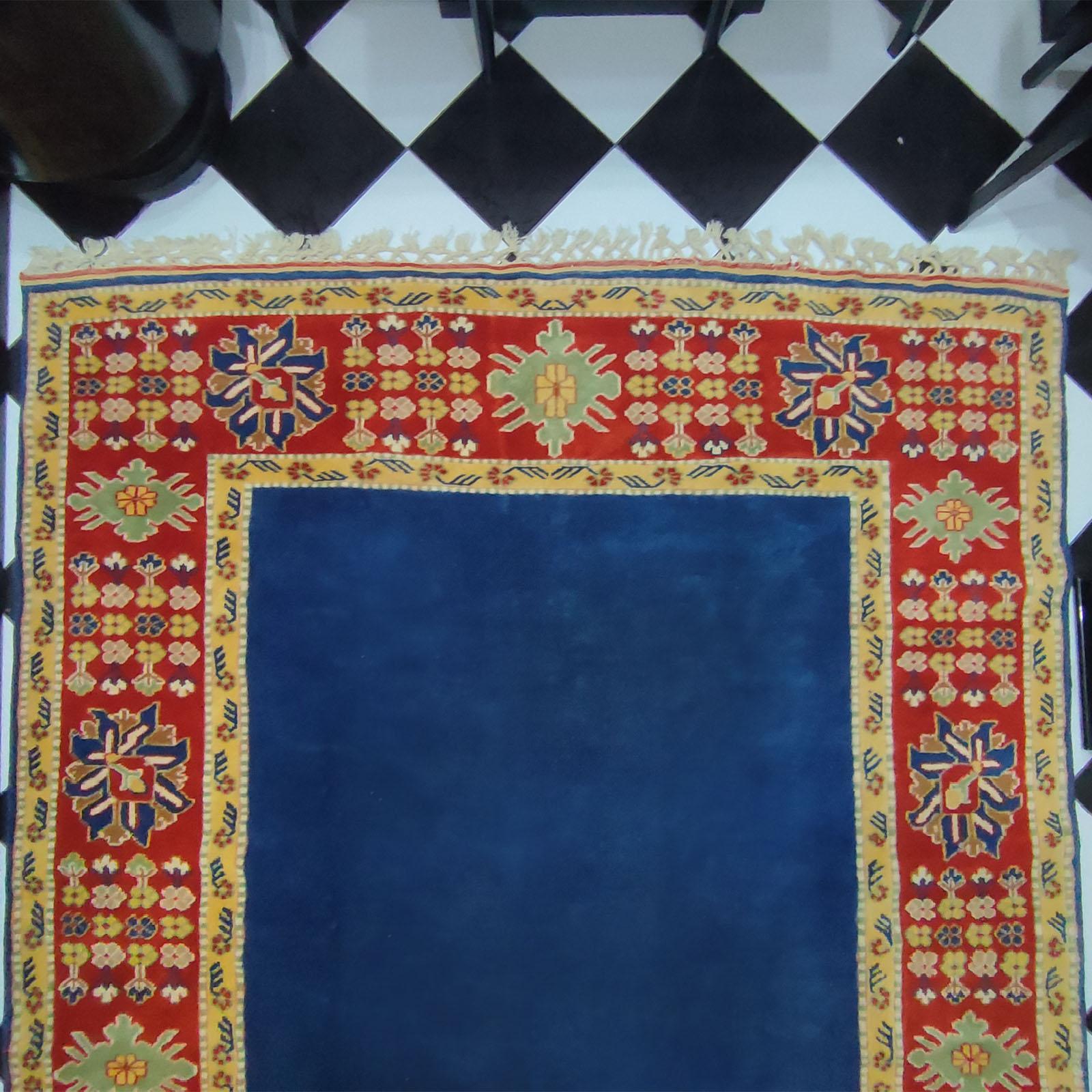 Wool Fine Vintage Large Oriental Turkish Rug, Hand Knotted 6.75x9.76 feet For Sale