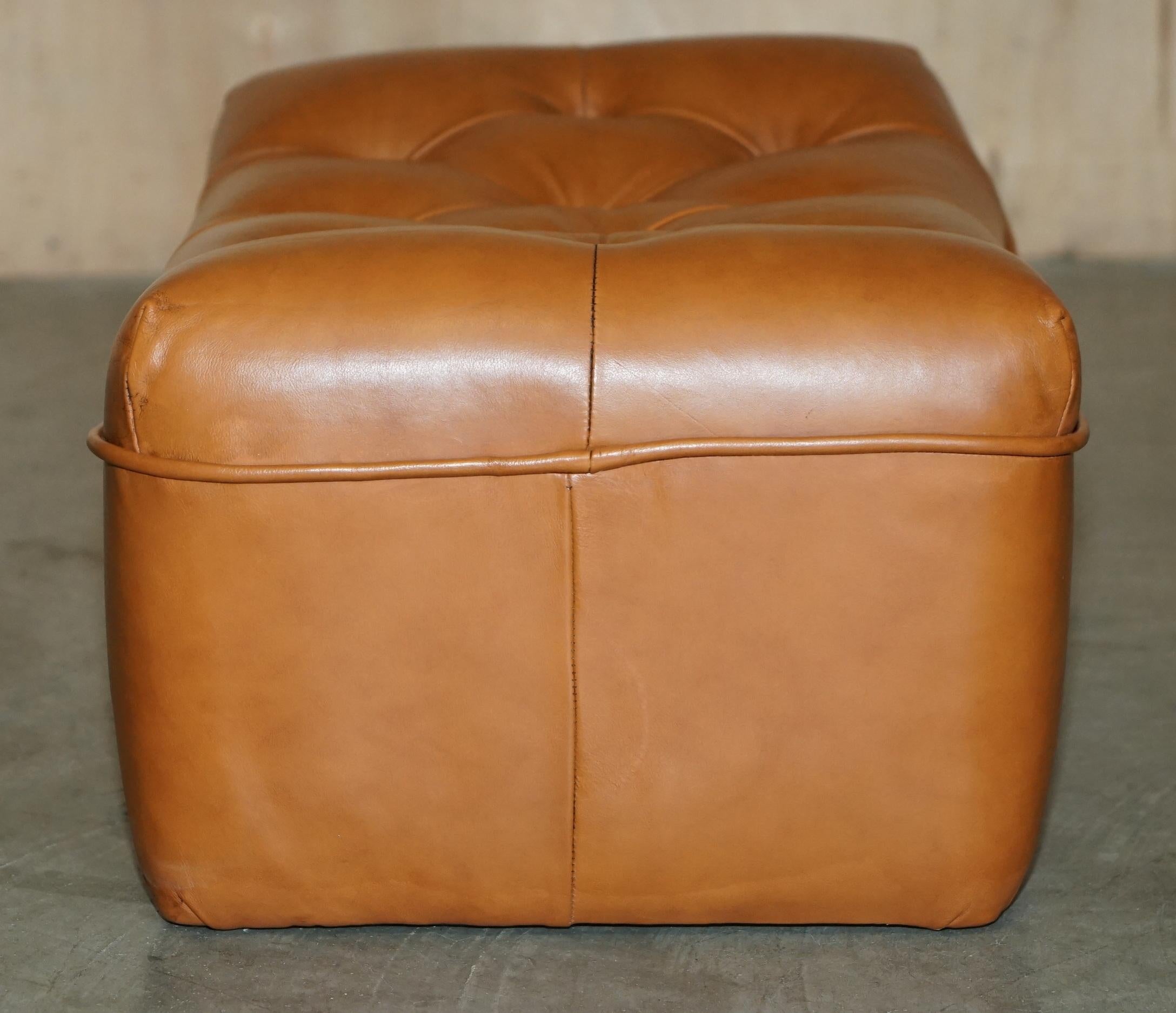 Leather FINE VINTAGE MiD CENTURY MODERN TAN BROWN LEATHER CHESTERFIELD TUFTED FOOTSTOOL