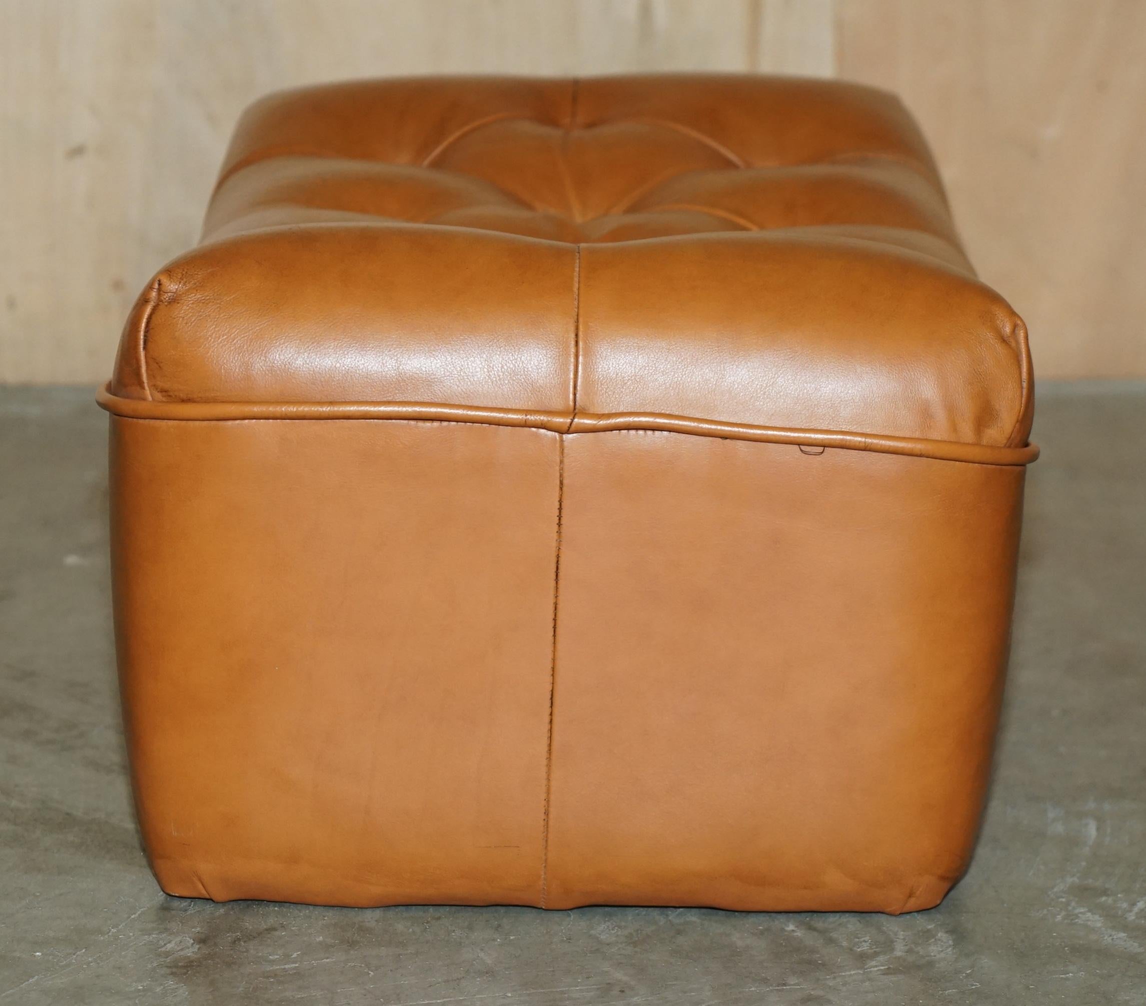 FINE VINTAGE MiD CENTURY MODERN TAN BROWN LEATHER CHESTERFIELD TUFTED FOOTSTOOL 2
