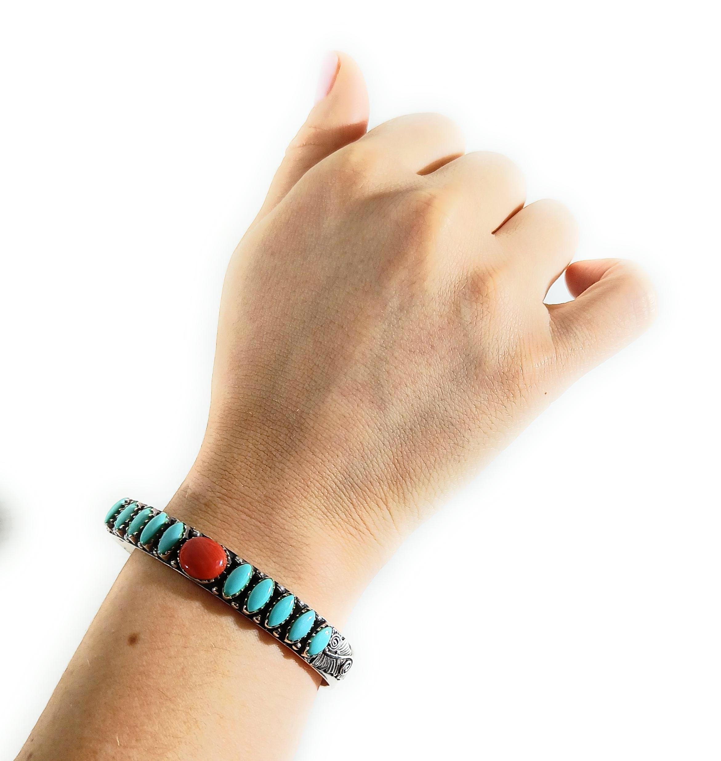 Americano Bracciale Navajo d'epoca in argento con turchese in vendita