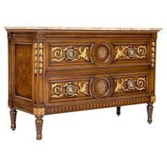 Fine Vintage Neoclassical Marble Top Chest Of Drawers By Karges