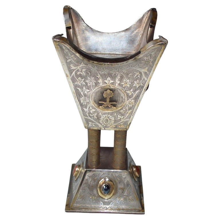 Fine Vintage Omani Saudi Silver Gold Arabian Incense Burner Mabkhara ...