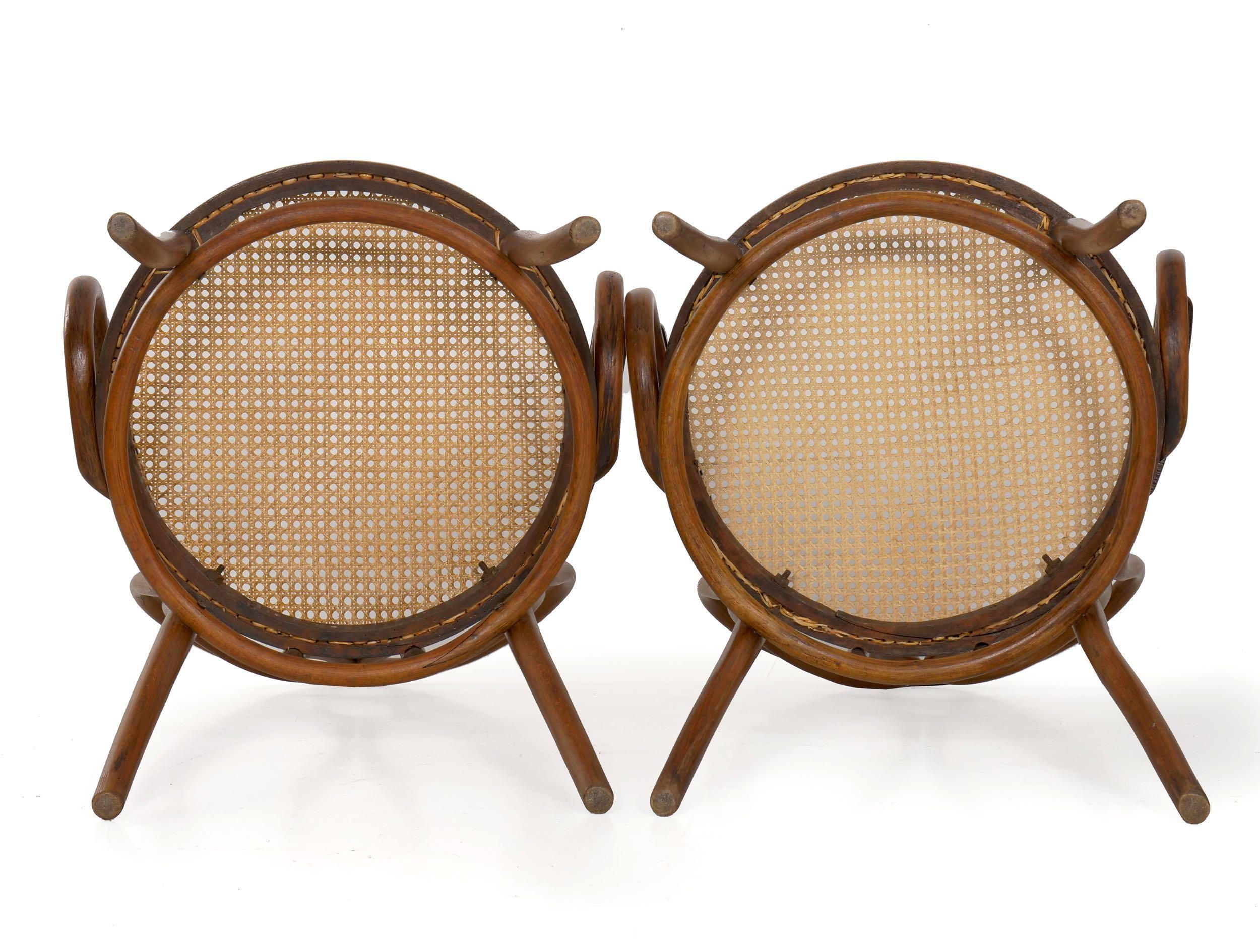 Fine Vintage Pair of Austrian Bentwood Armchairs by Josef Kohn for Jaworek circ 13