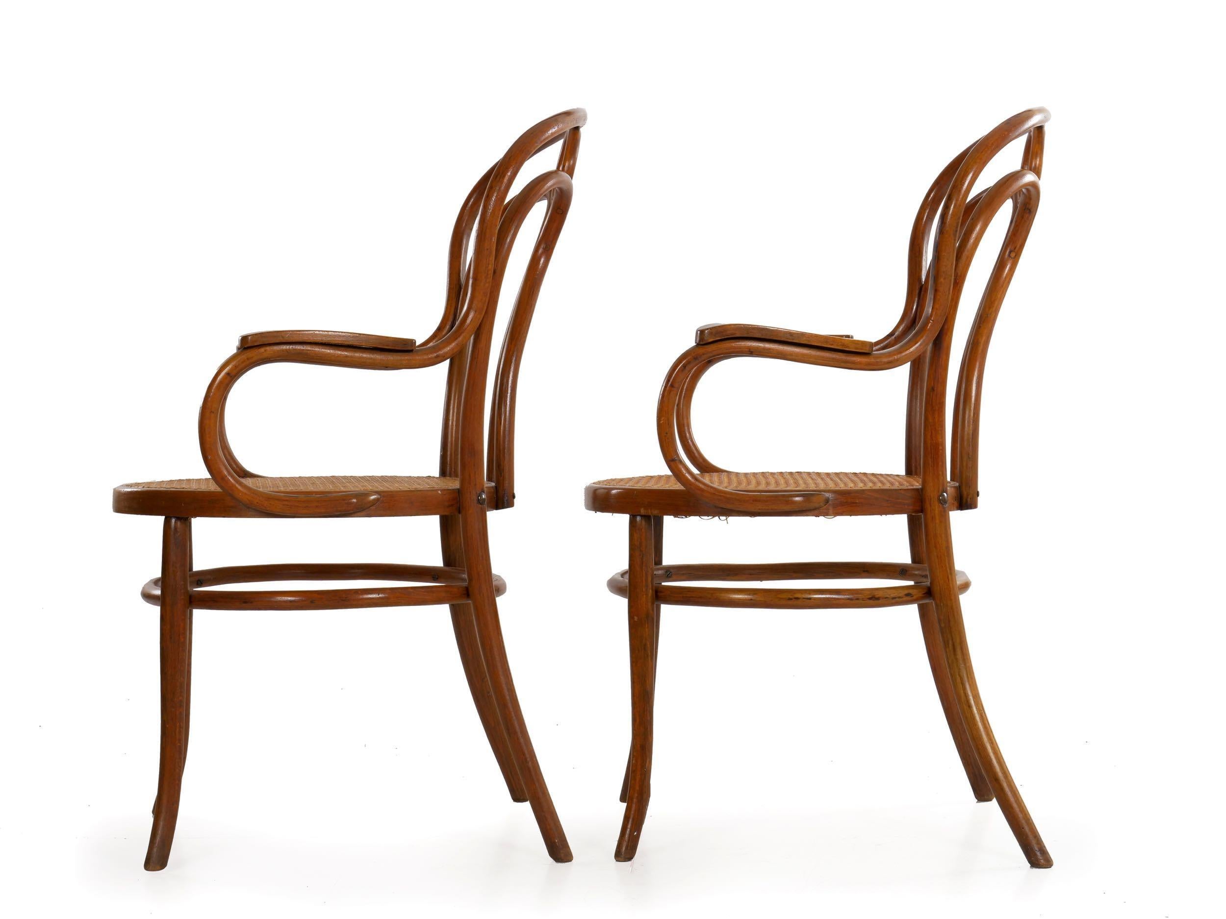 Fine Vintage Pair of Austrian Bentwood Armchairs by Josef Kohn for Jaworek circ In Good Condition In Shippensburg, PA