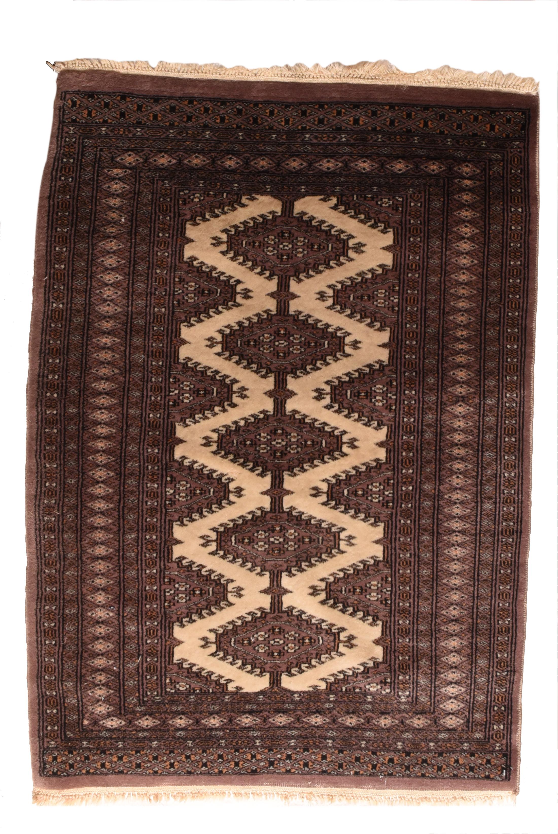Hand-Knotted PAK Bokhara Mat For Sale