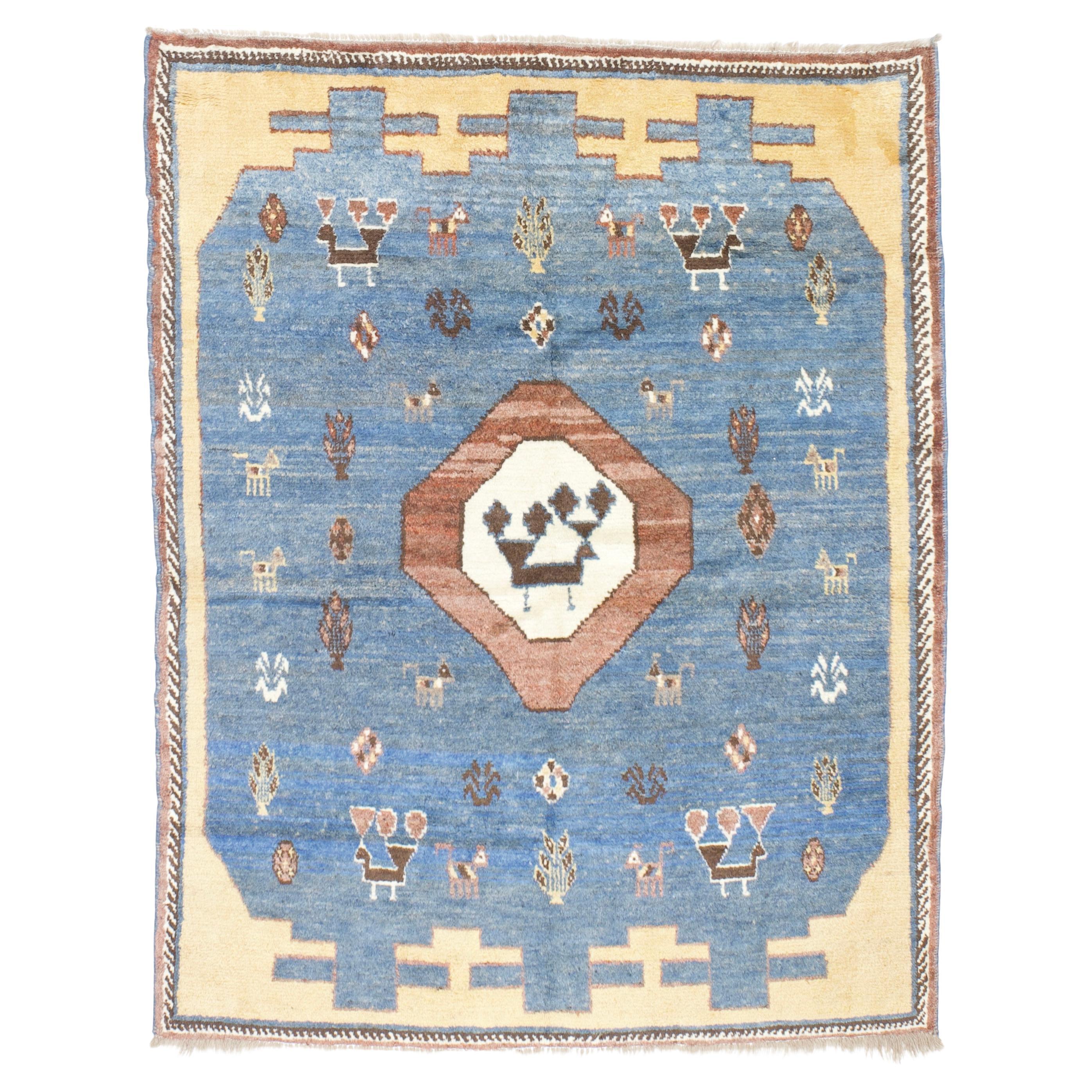 Tappeto Gabbeh persiano vintage 6'1" x 7'8"