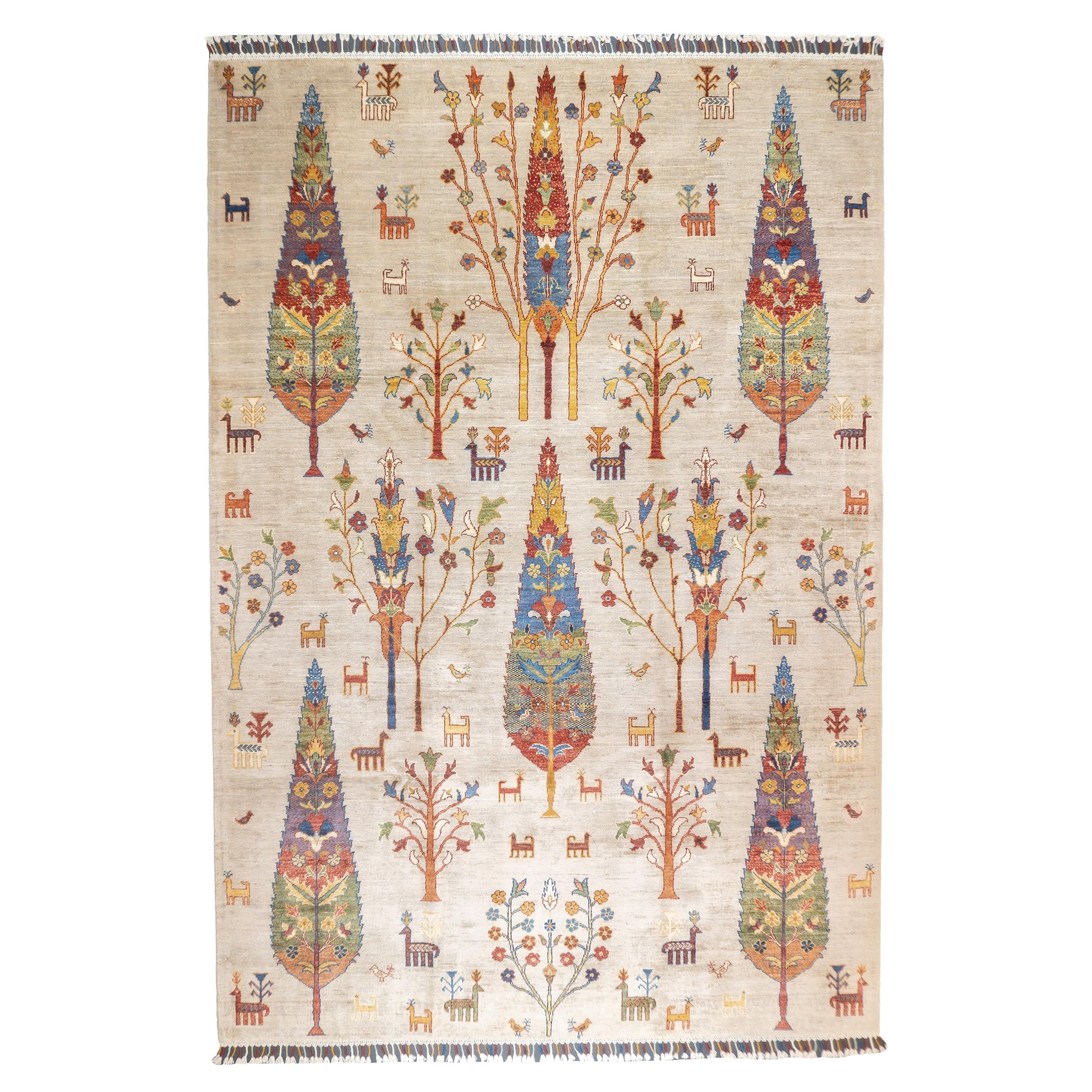Persischer Gabbeh-Teppich im Vintage-Stil, 6'8'' x 9'9''