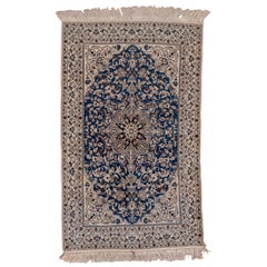 Fine Vintage Persian Nain Rug, Blue Field