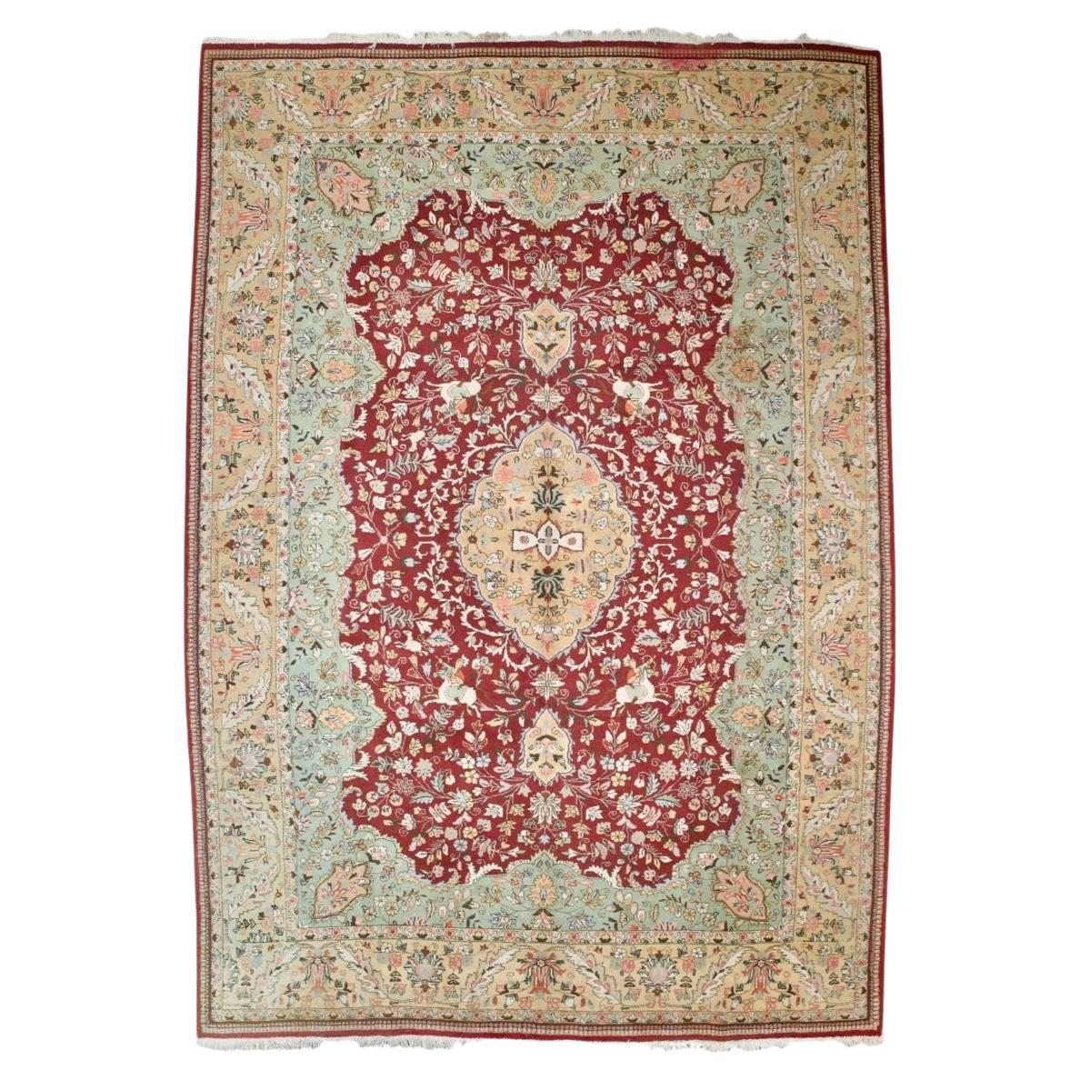 Tappeto Tabriz persiano vintage 9'9" x 13'10" in vendita