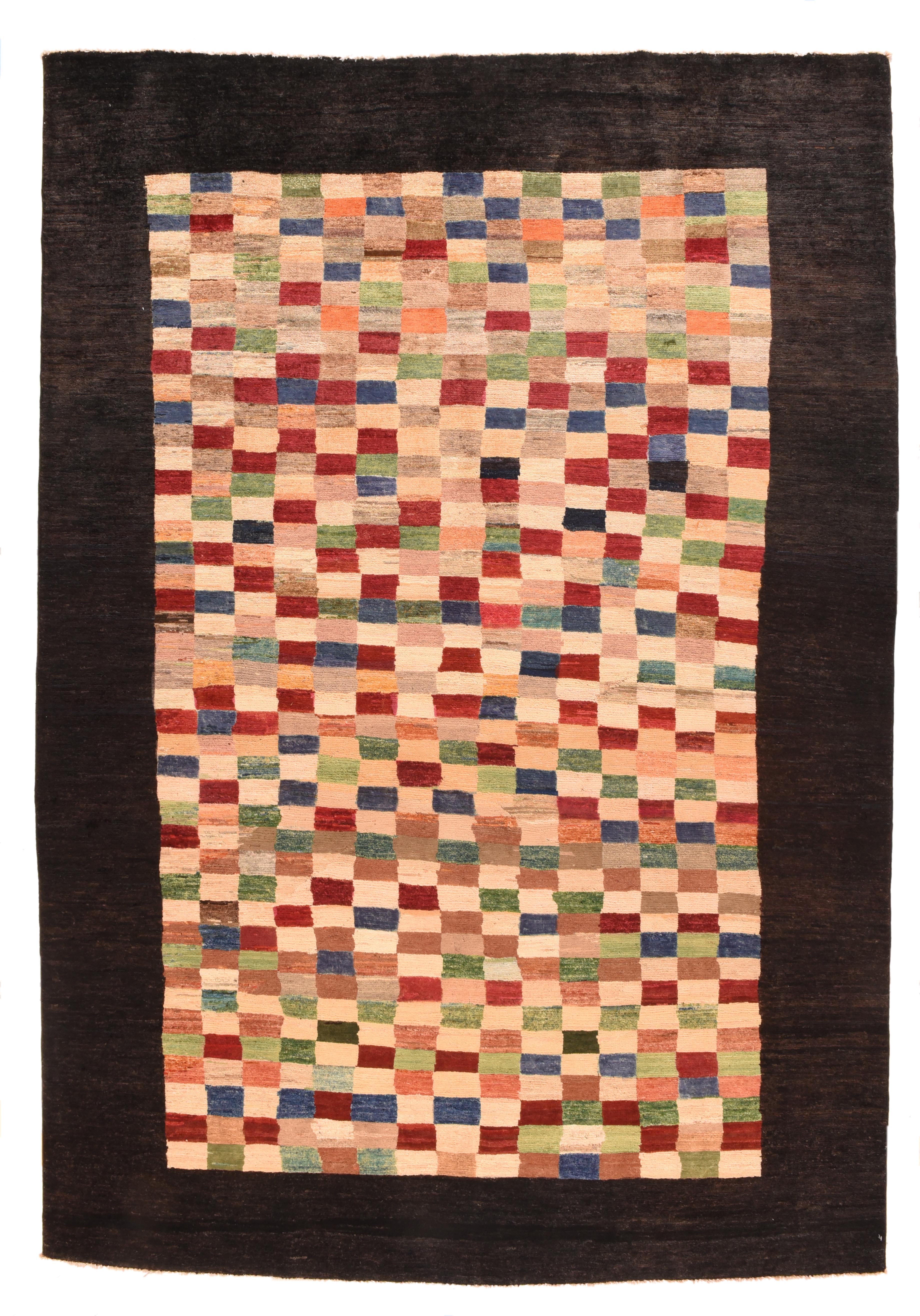 Persischer Gabbeh-Teppich im Vintage-Stil, 6'6'' x 9'5'' (Handgeknüpft) im Angebot