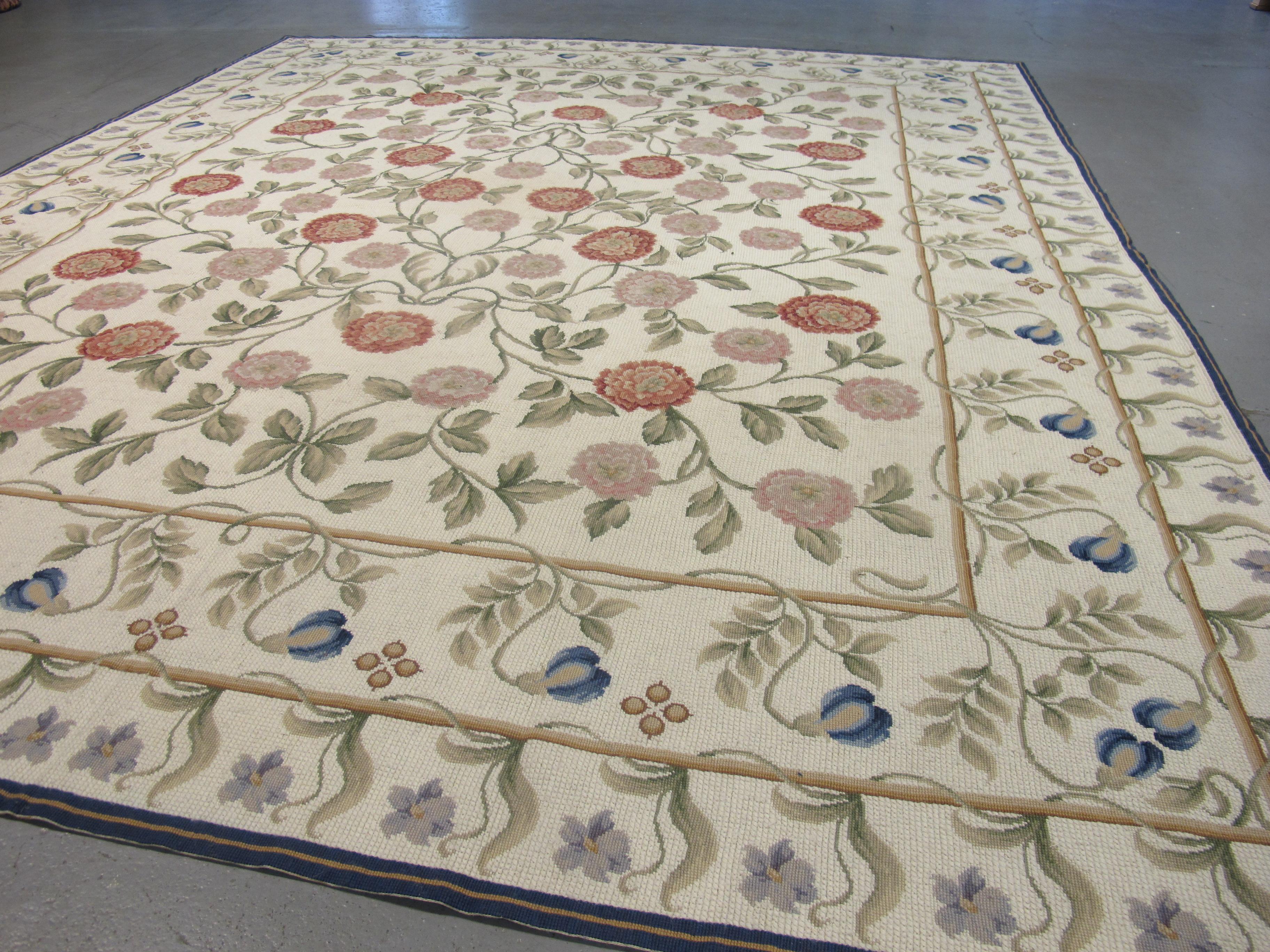 Fine Vintage Portuguese Needlepoint Carpet In Excellent Condition For Sale In London, GB