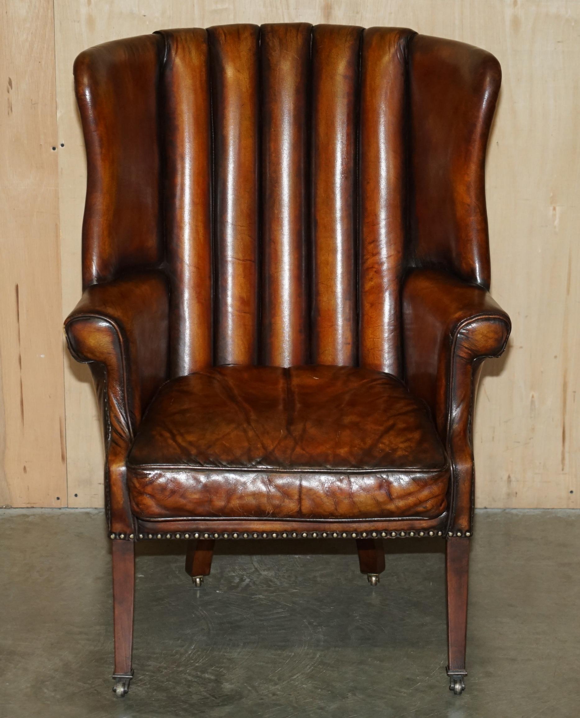 Royal House Antiques

Royal House Antiques is delighted to offer for sale this stunning fully restored hand dyed cigar brown leather, Art Deco style Wingback armchair based on the 1966 Mustang Fastback

Please note the delivery fee listed is just a