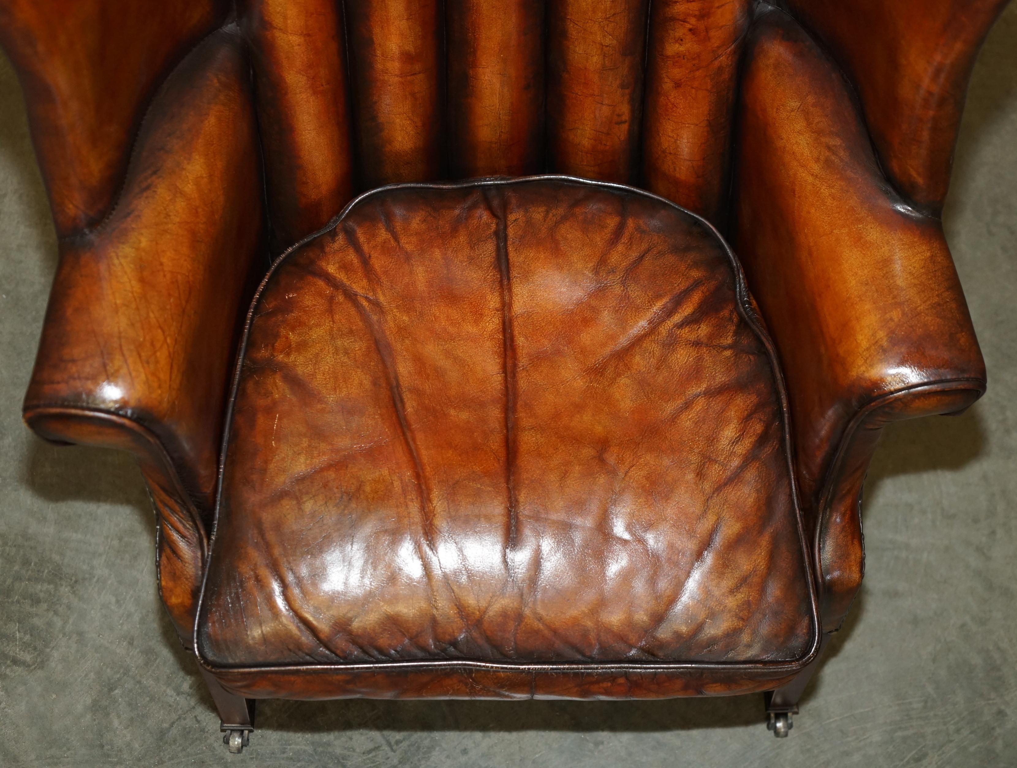 Leather FINE VINTAGE RESTORED 1966 MUSTANG CAR BROWN LEATHER ART DECO WINGBACK ARMCHAiR