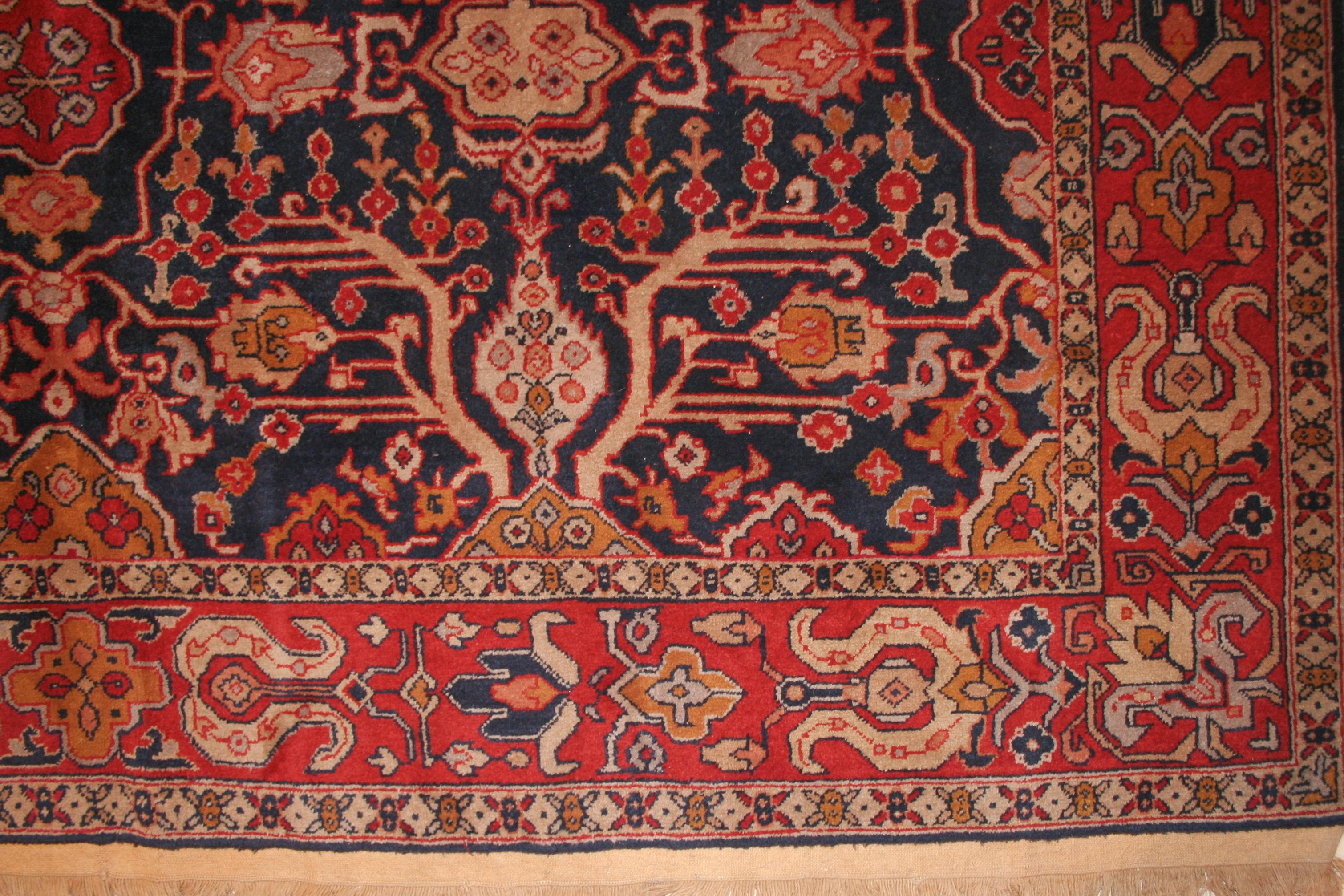 Bakshaish Tapis Shirvan caucasien à fond bleu avec motif sur toute la surface, taille de la pièce en vente