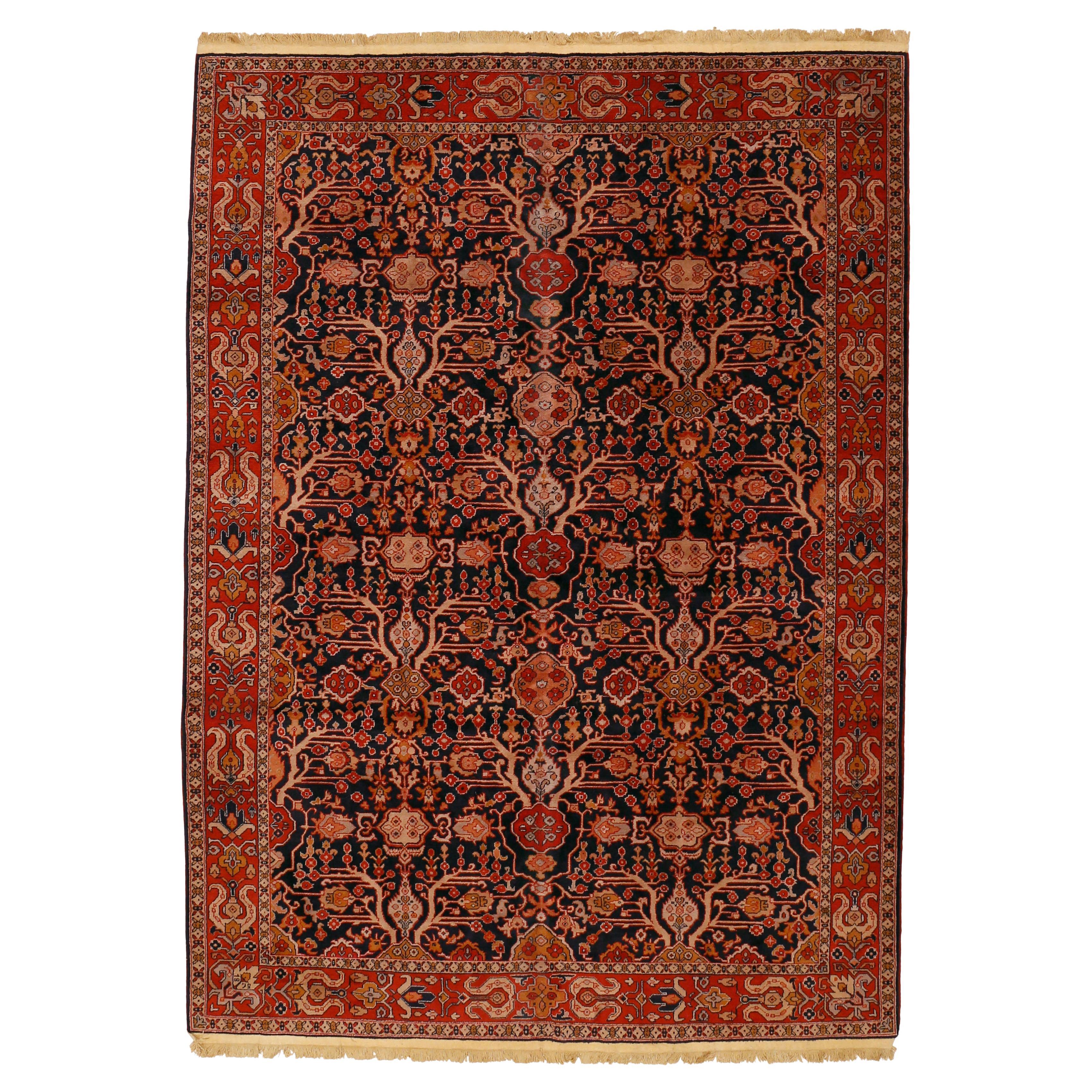 Fine Vintage Room Size Blue Ground Caucasian Shirvan Rug with All-Over Pattern