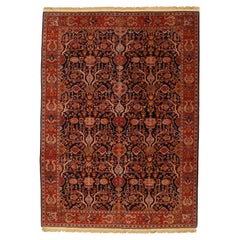 Kaukasischer Shirvan-Teppich in Zimmergröße mit blauem Grund und All-Over-Muster, Vintage