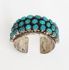 Fine Vintage silver Turquoise Cuff bracelet ethnographic tribal jewellery