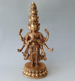 Fine Vintage Sino-Tibetan Gilt Bronze Figure of Avalokiteshvara Asian art