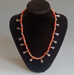 Fine Vintage South American Andean Silver coral Necklace