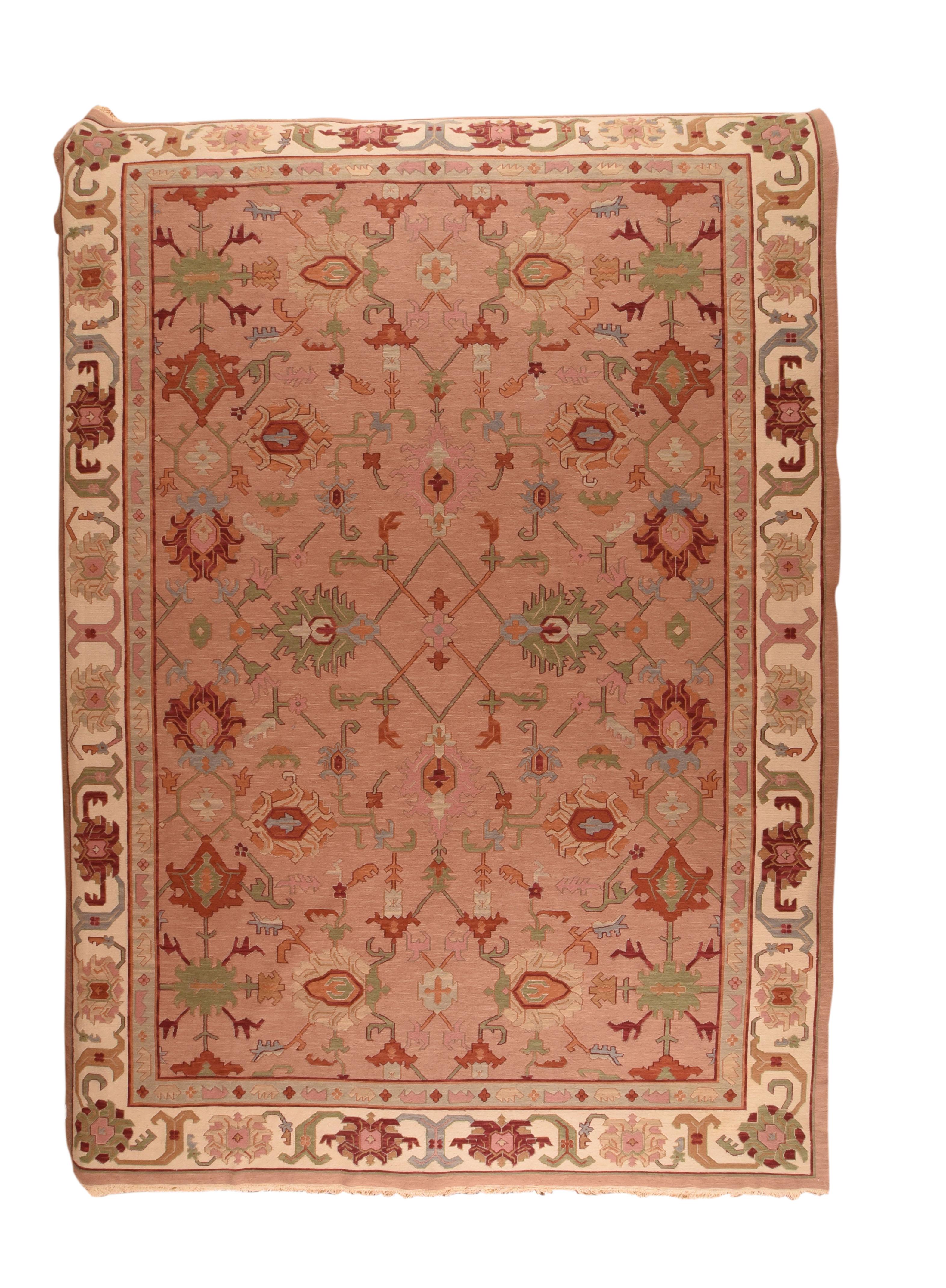 Hand-Knotted Fine Vintage Sumak Manchoria/Russian Rug, Flat-Weave Hand Knotted, circa 1970s