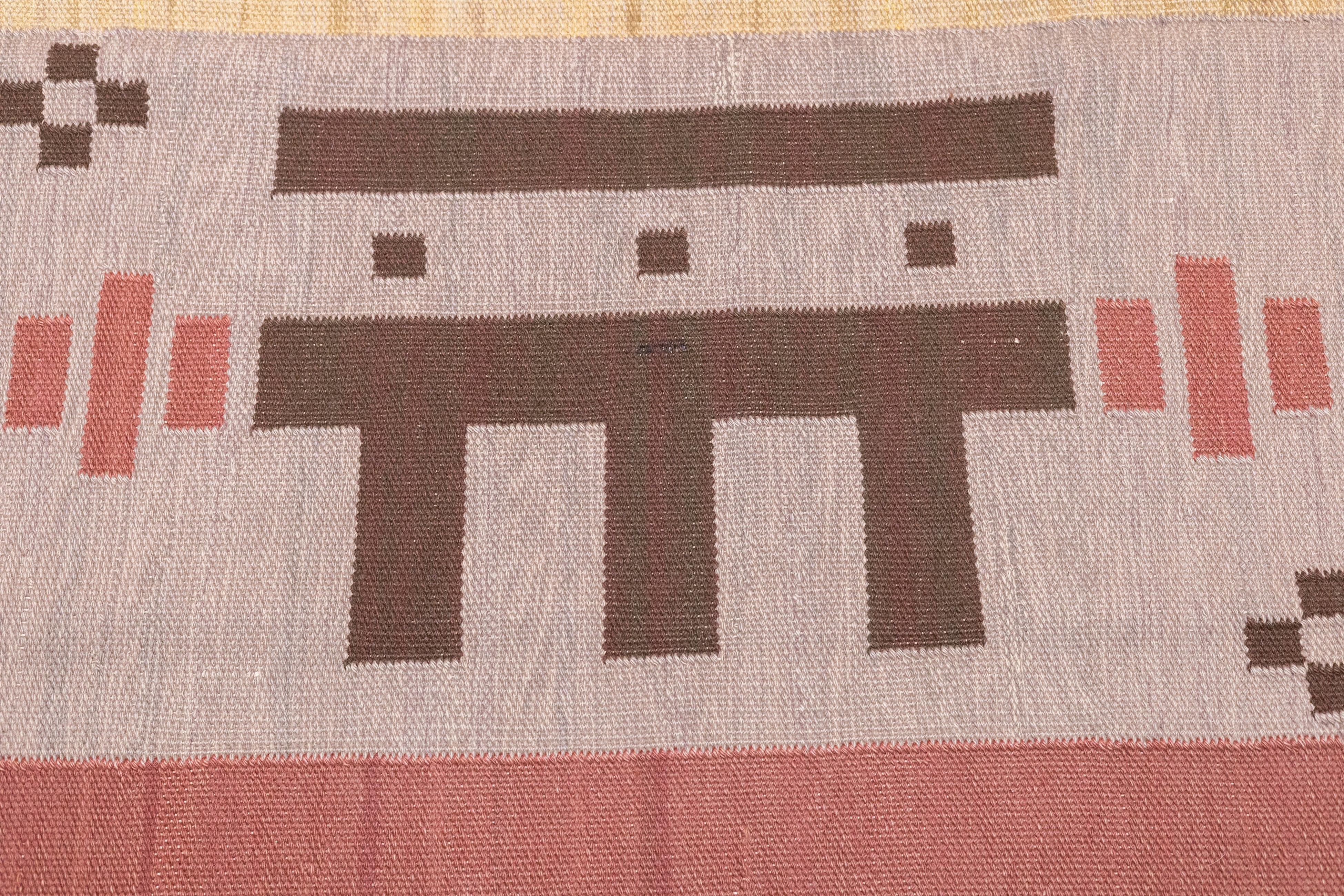 Laine Tapis Kilim suédois à tissage plat 5'9'' x 10'3'' en vente