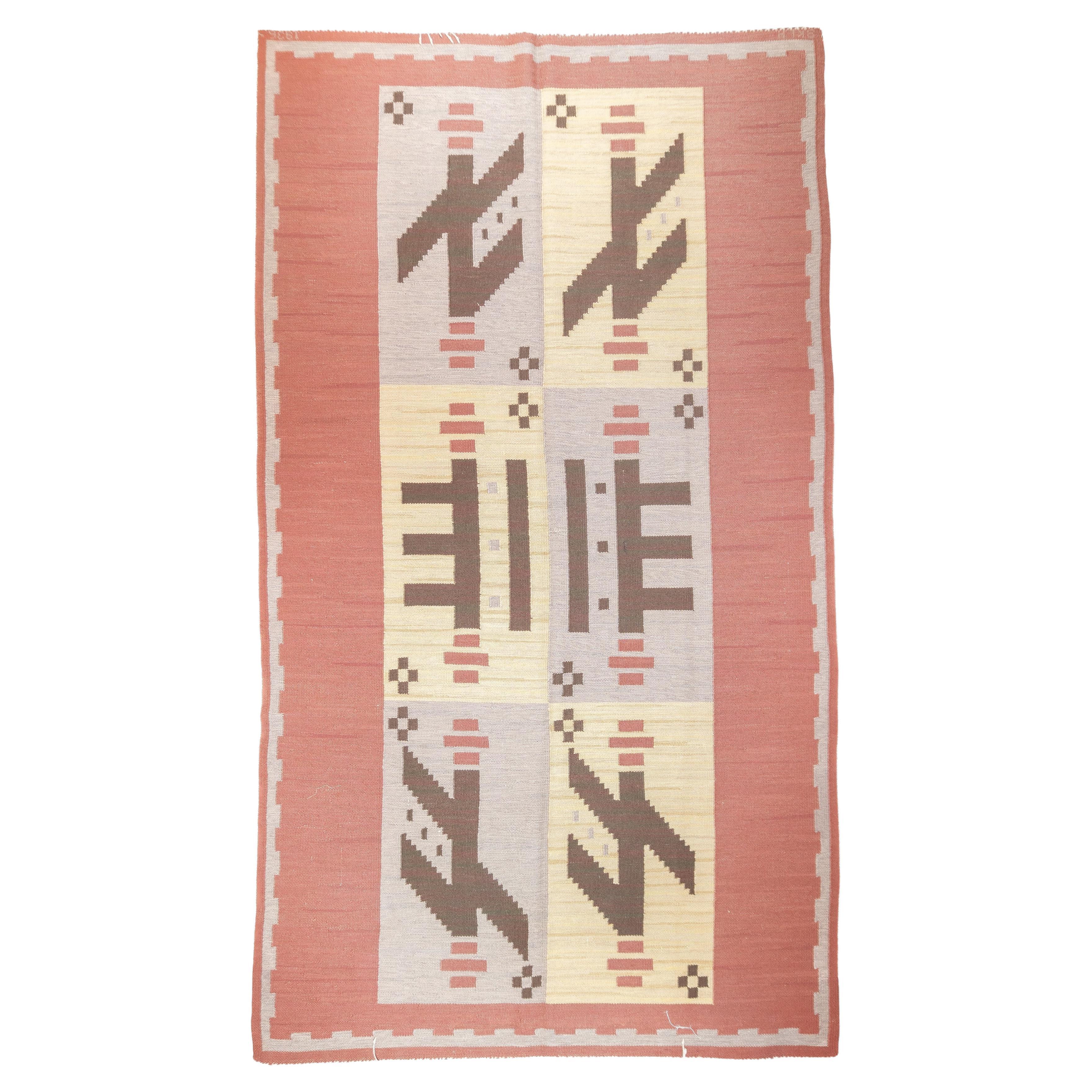 Fine Vintage Swedish Kilim Flat Weave Wool Rug 5'9'' x 10'3''