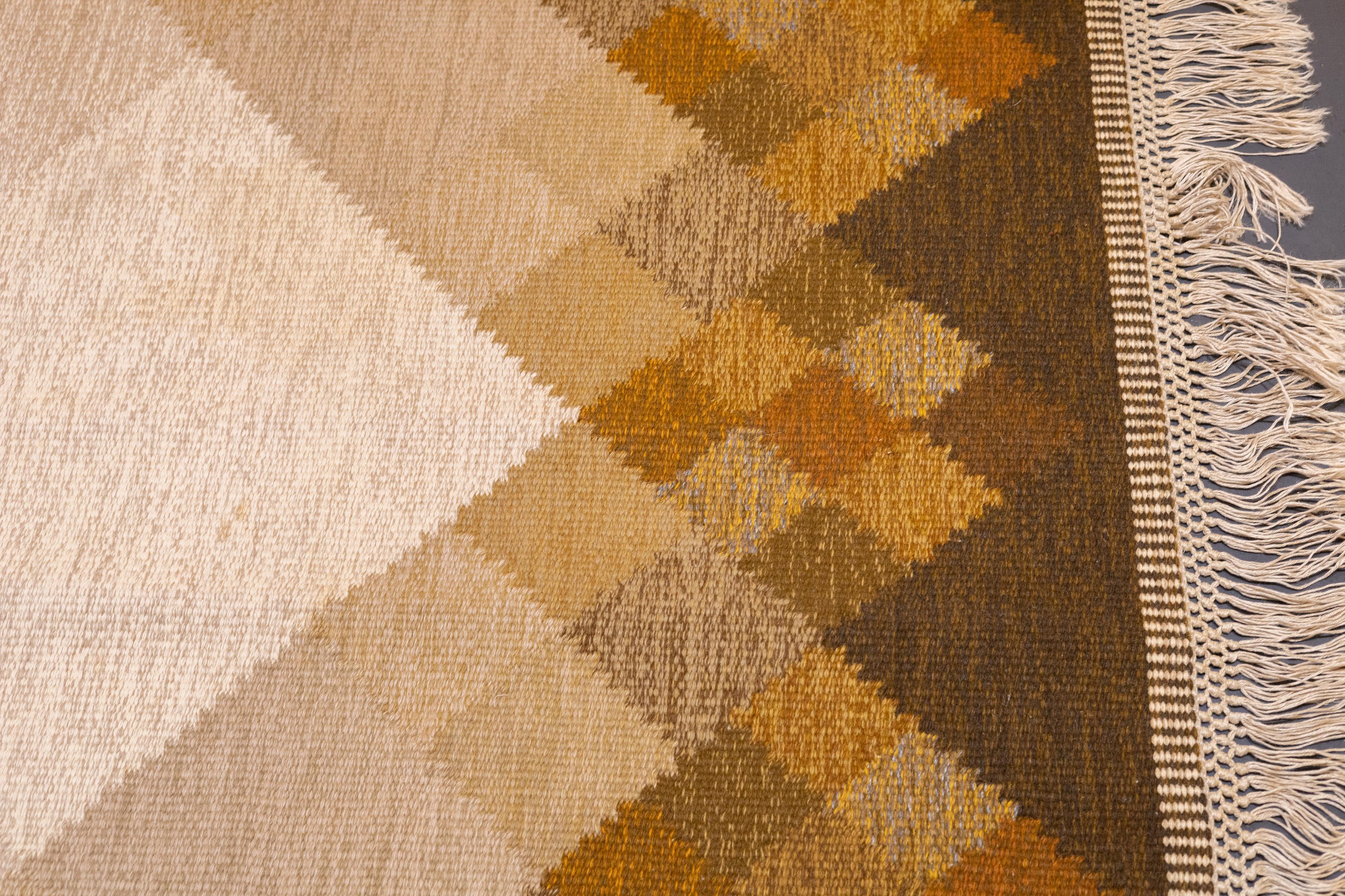 XX secolo Fine Vintage Swedish kilim Flat Weave Wool Rug 6'5'' x 9'1'' in vendita