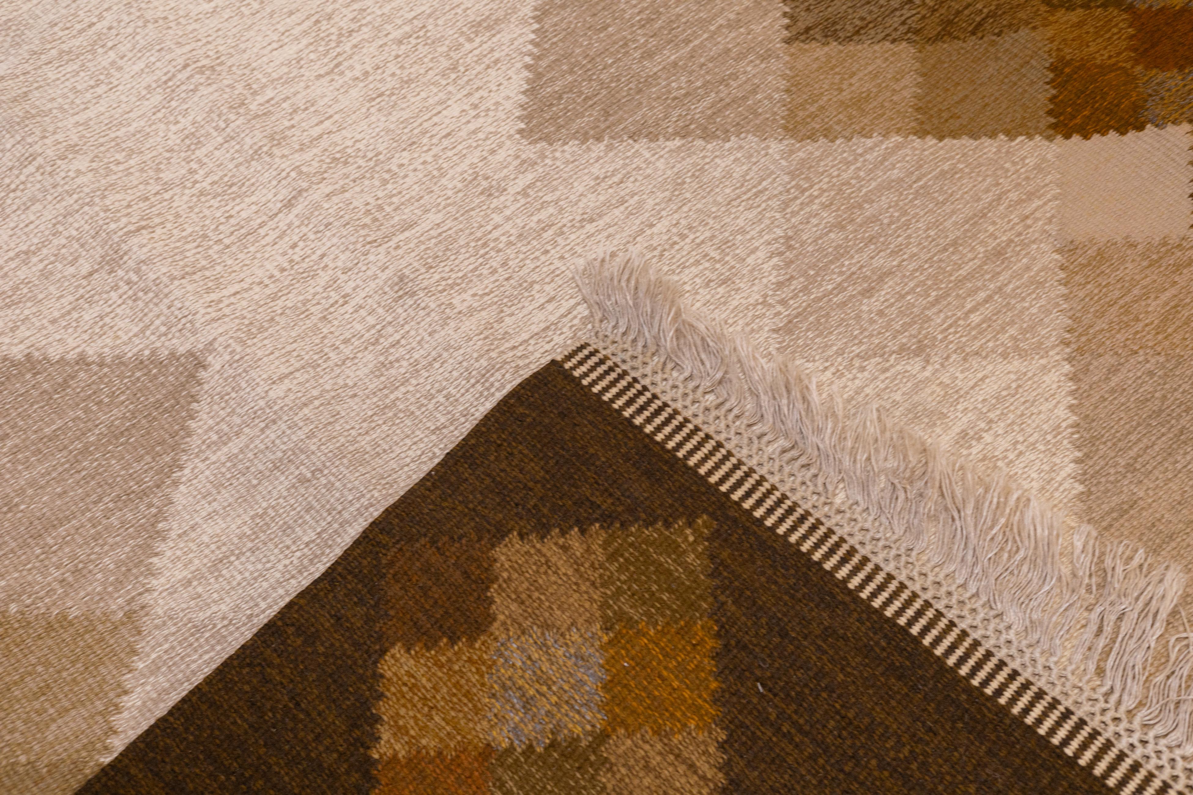 Fine Vintage Swedish kilim Flat Weave Wool Rug 6'5'' x 9'1'' in vendita 2