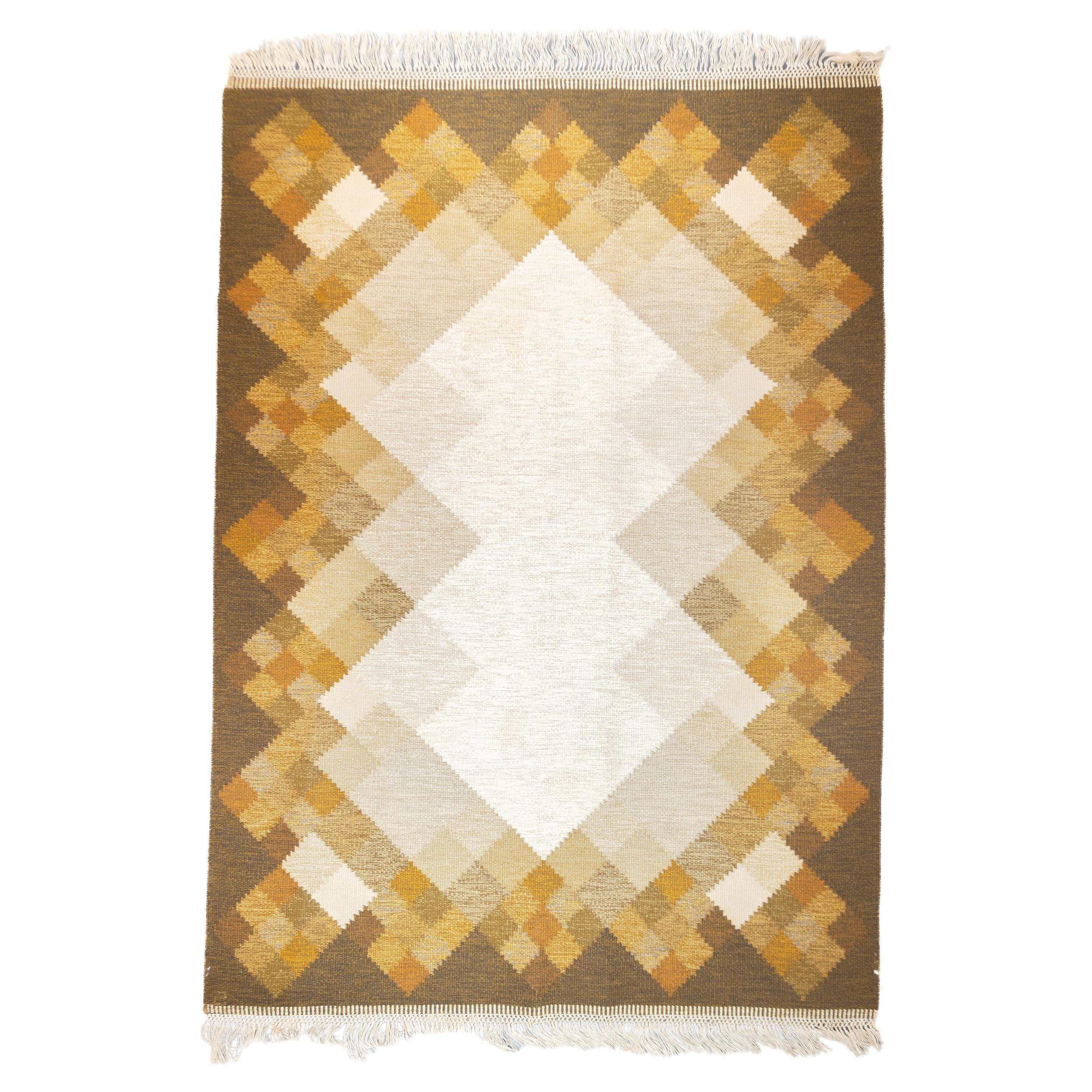 Tapis kilim suédois vintage à tissage plat 6'5'' x 9'1''