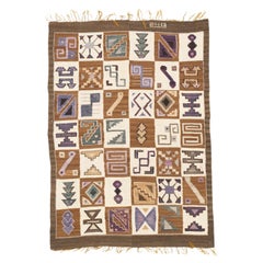 Fine Vintage Swedish Kilim Wool Rug 3'7" x 4’10”