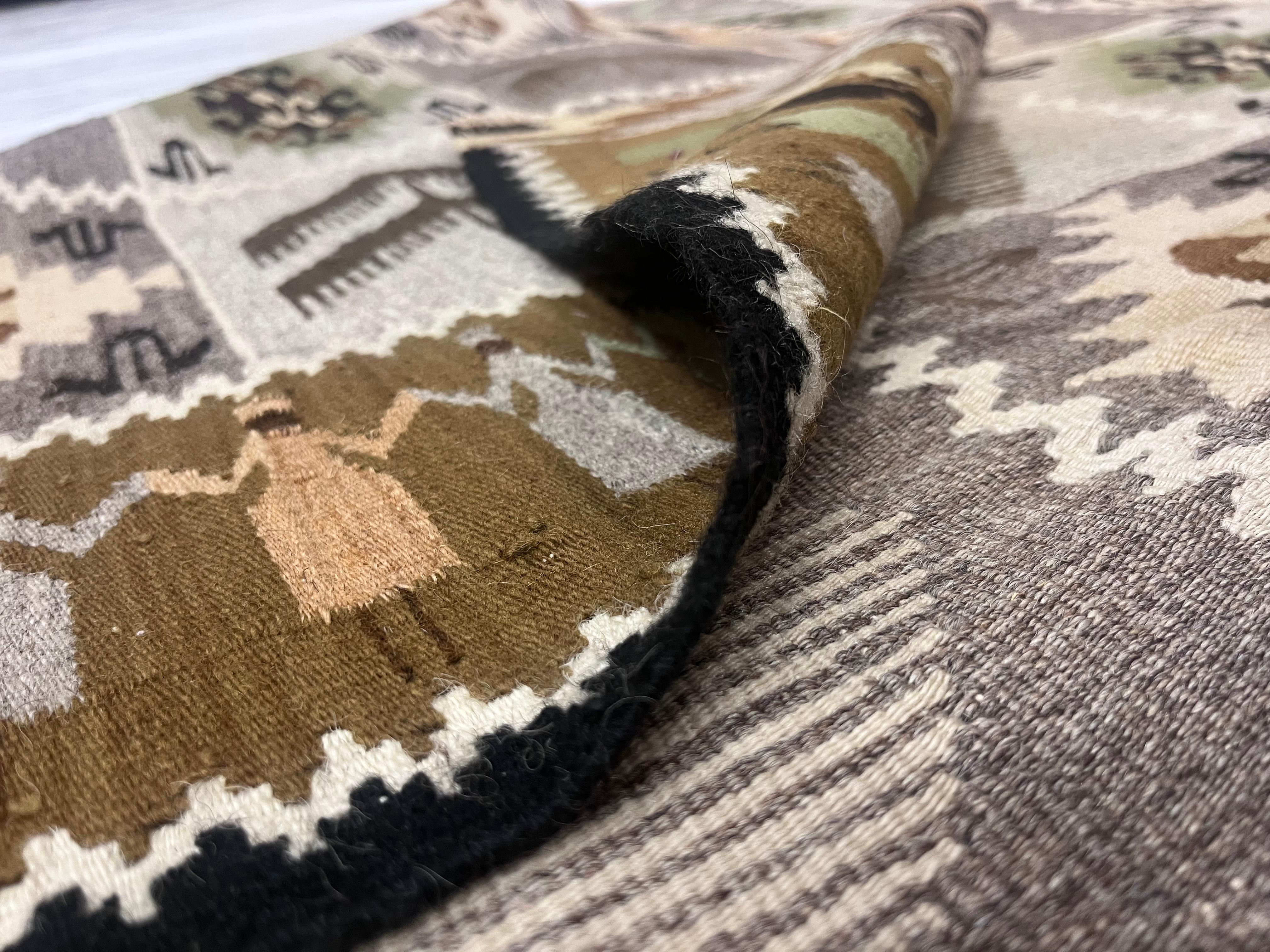 Fine Vintage Swedish Kilim Wool Rug 5'1