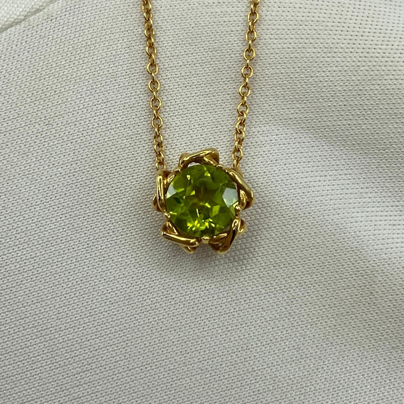 Fine Vintage Tiffany & Co. Round Cut Peridot 18k Yellow Gold Pendant Necklace 4