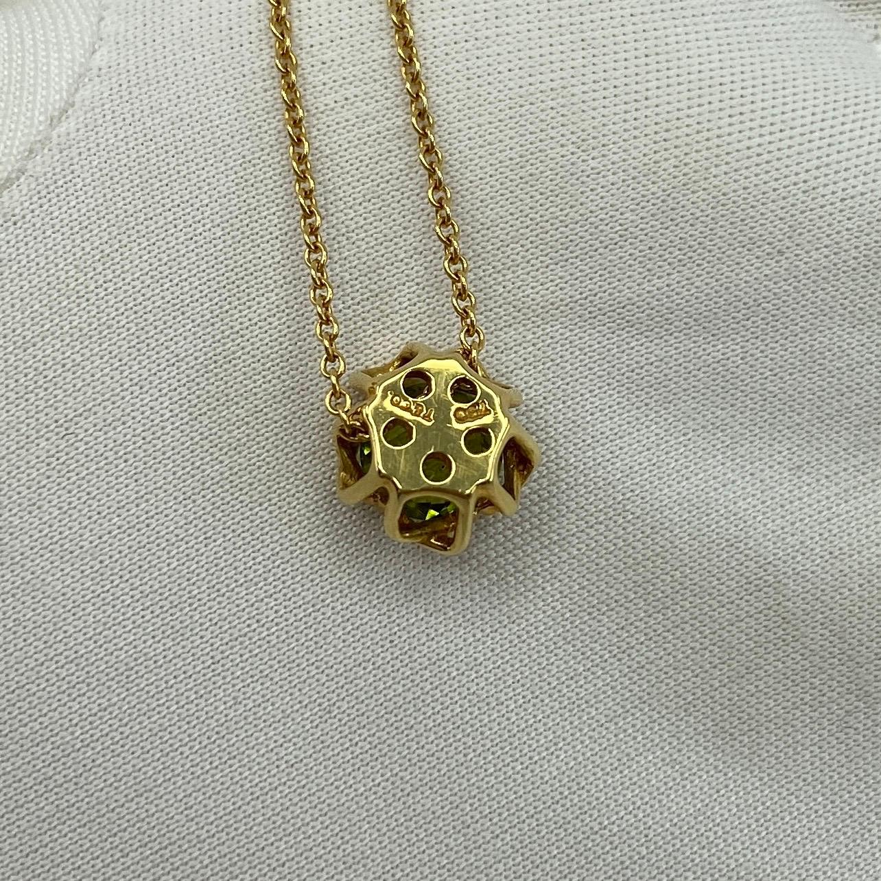 Fine Vintage Tiffany & Co. Round Cut Peridot 18k Yellow Gold Pendant Necklace 7