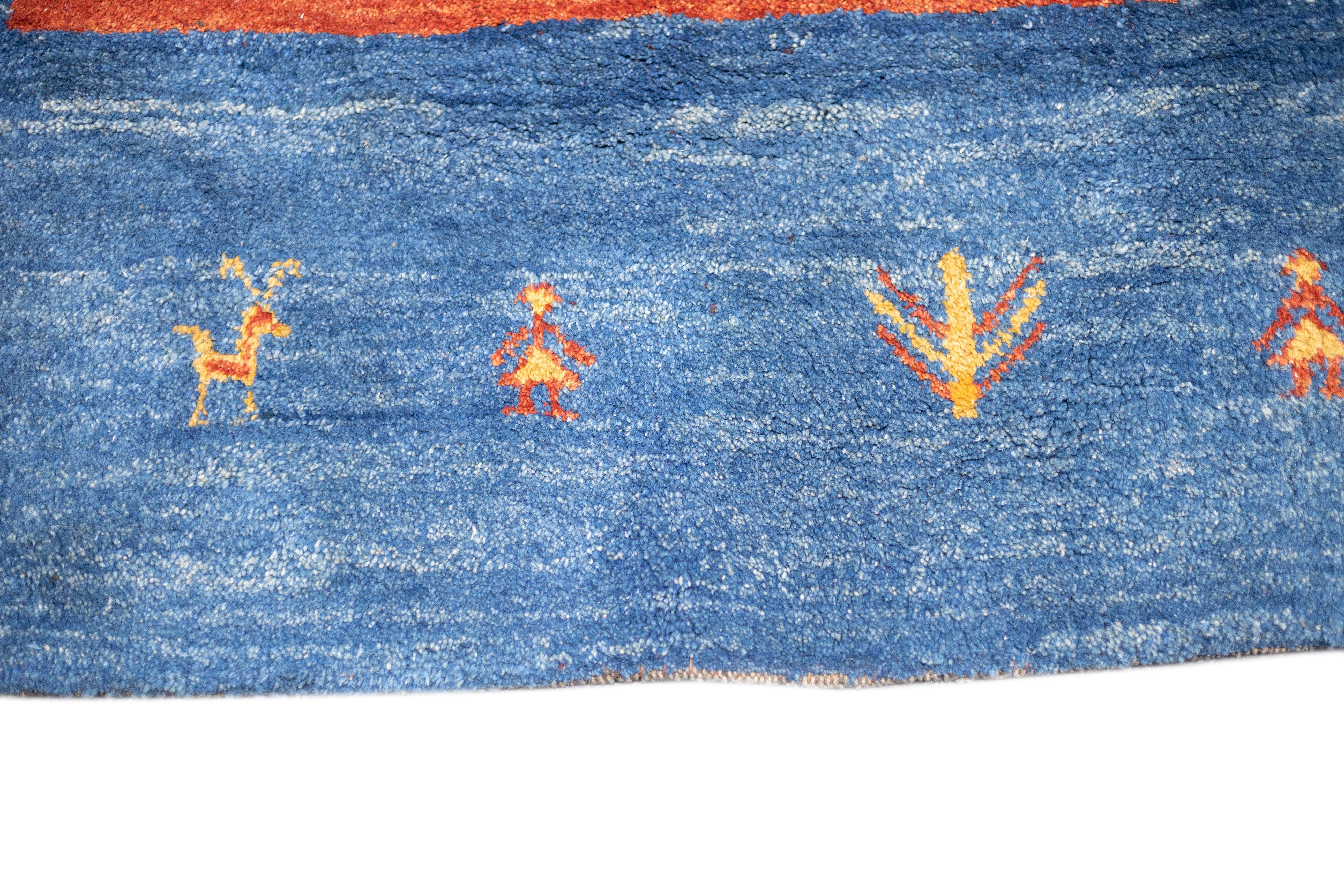 Wool Fine Vintage Tribal Persian Gabbeh Rug 6'3'' x 9'3'' For Sale