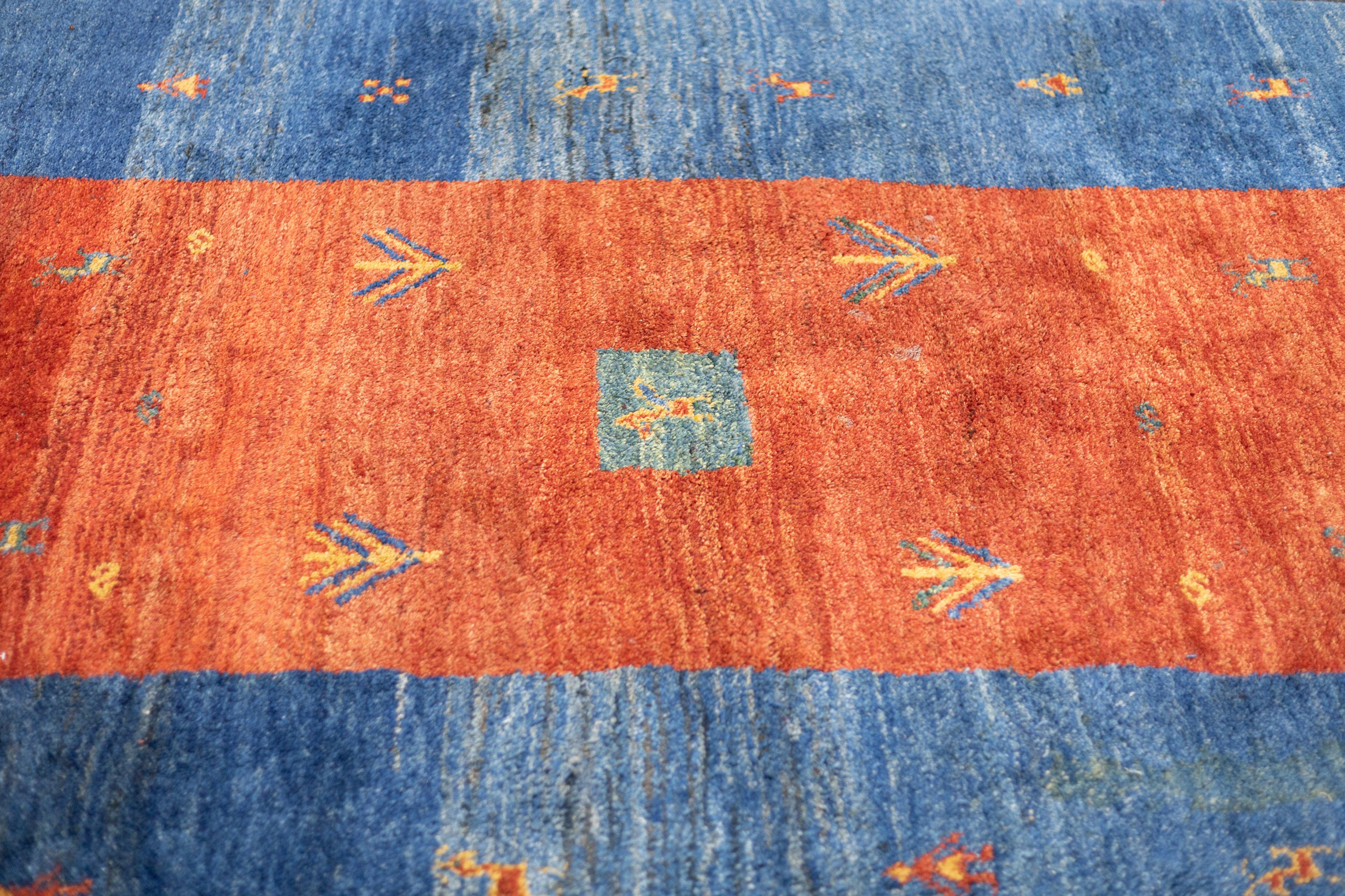 Fine Vintage Tribal Persian Gabbeh Rug 6'3'' x 9'3'' For Sale 4